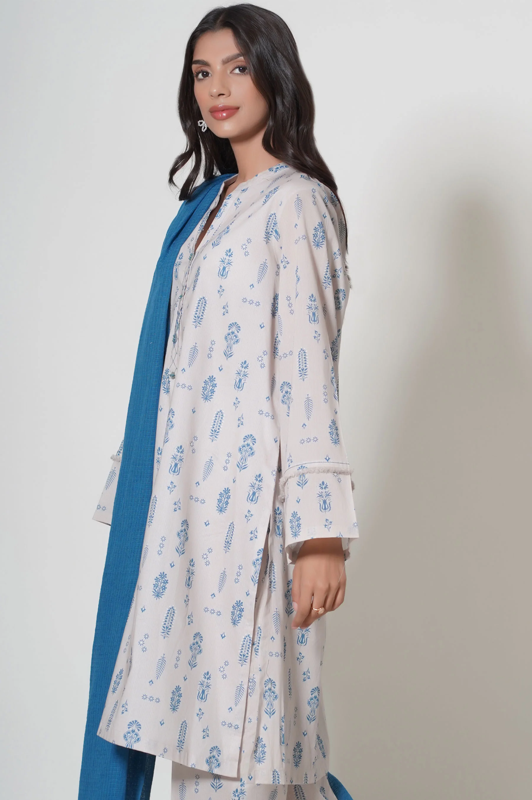 Stitched 3 Piece Printed Cambric Suit - Image 5