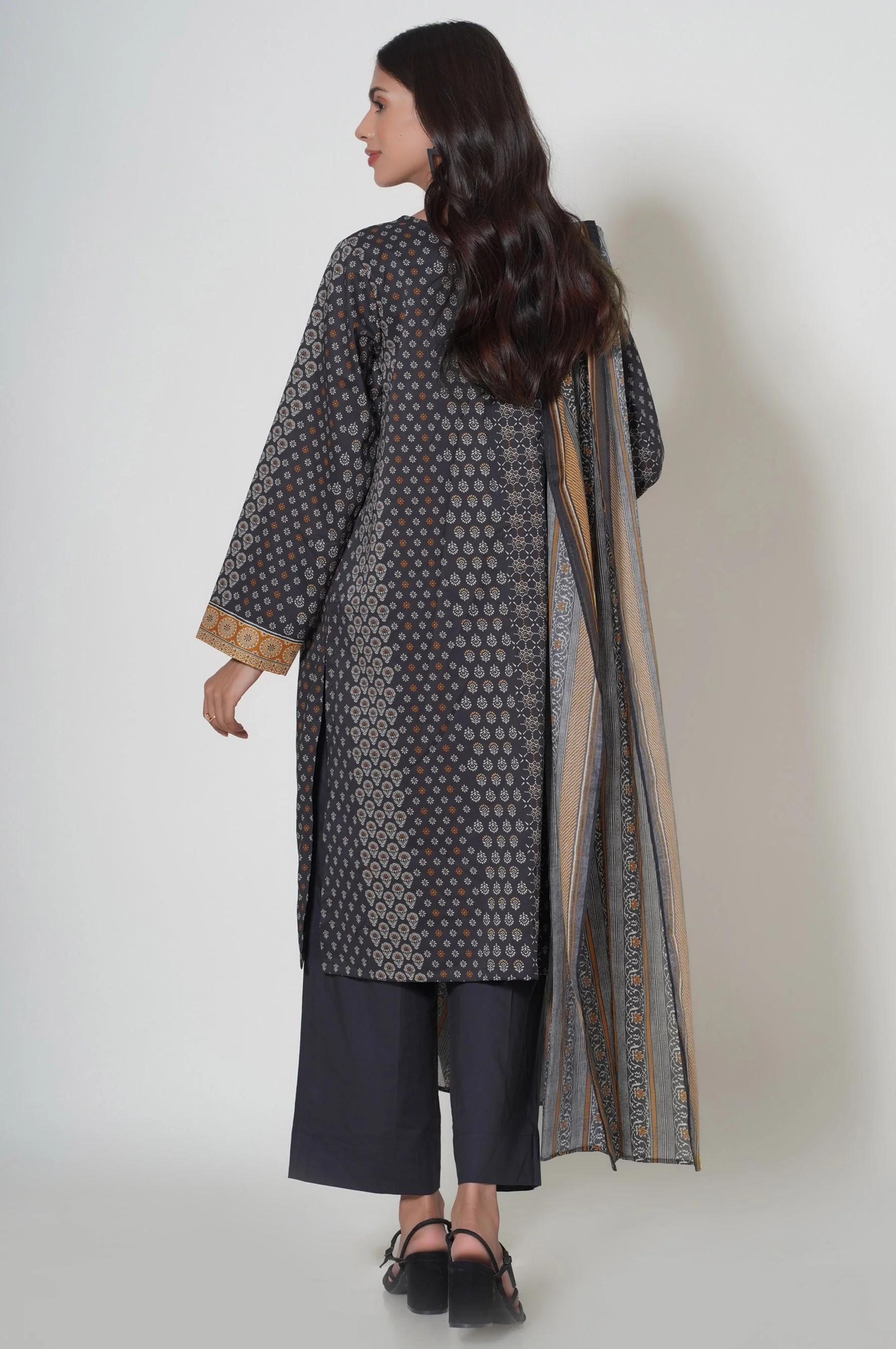 Stitched 3 Piece Printed Cambric Suit - Image 3