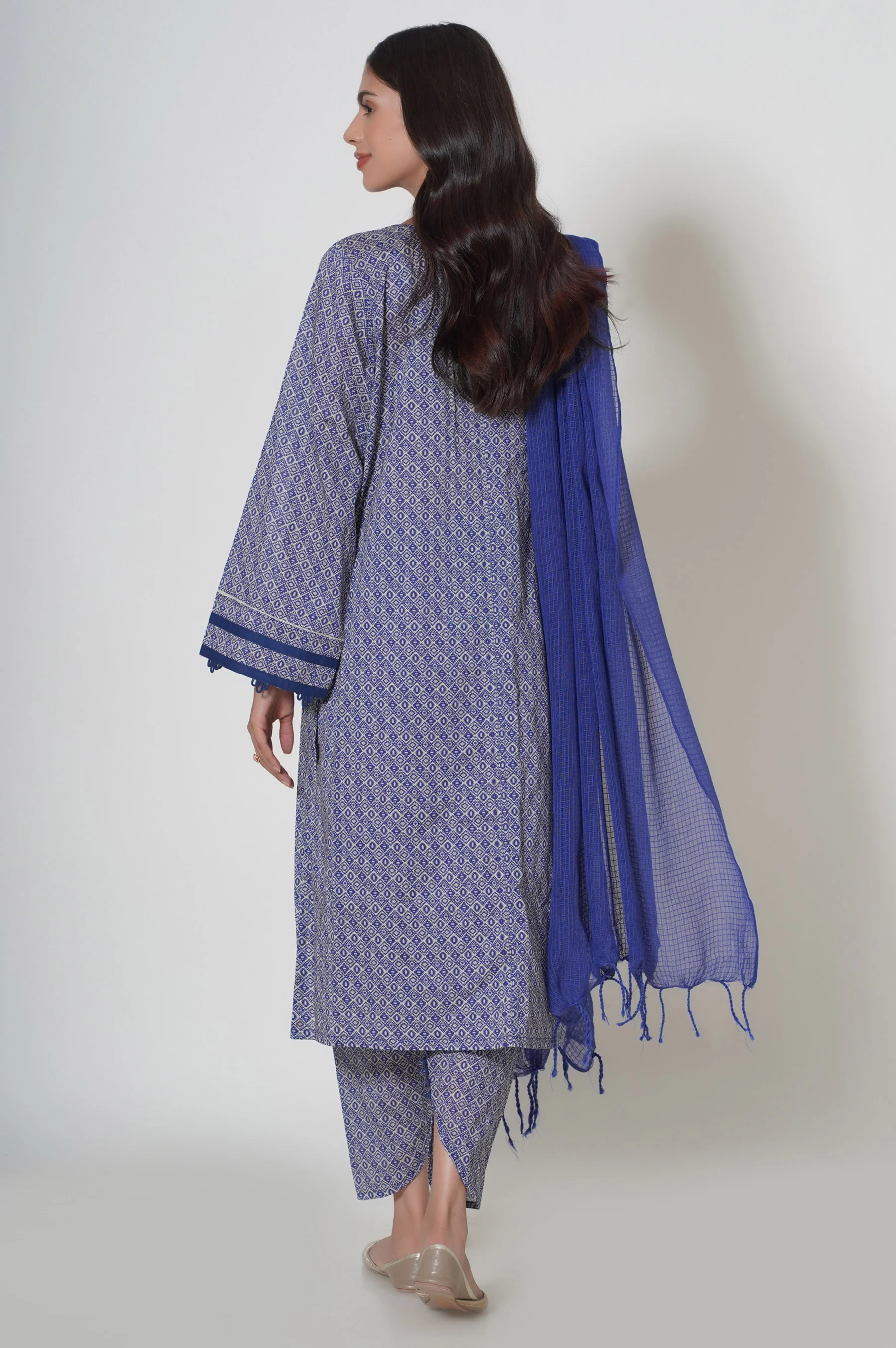 Stitched 3 Piece Printed Cambric Suit - Image 3