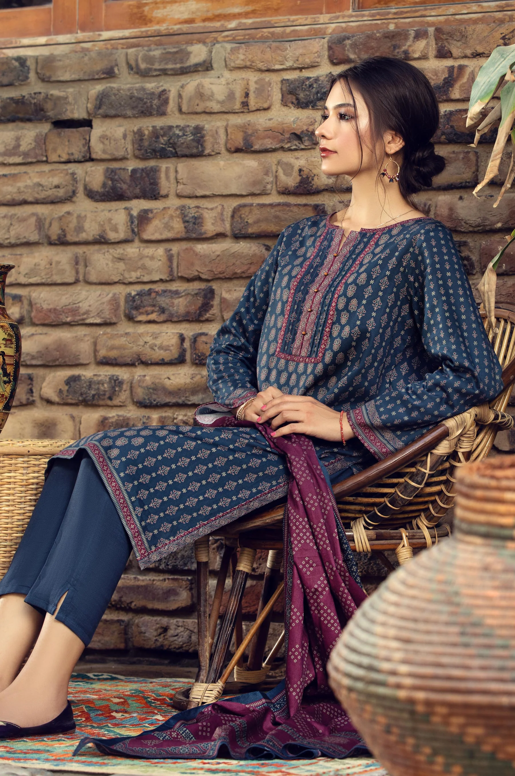 Stitched 3 Piece Printed Cottel Suit - Image 3