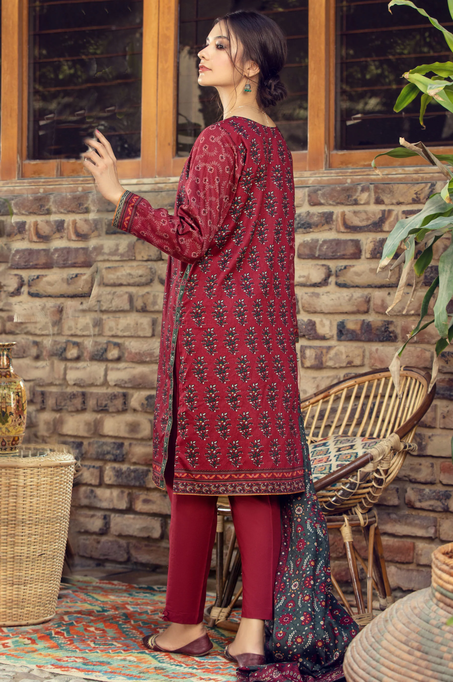 Stitched 3 Piece Printed Cottel Suit - Image 2