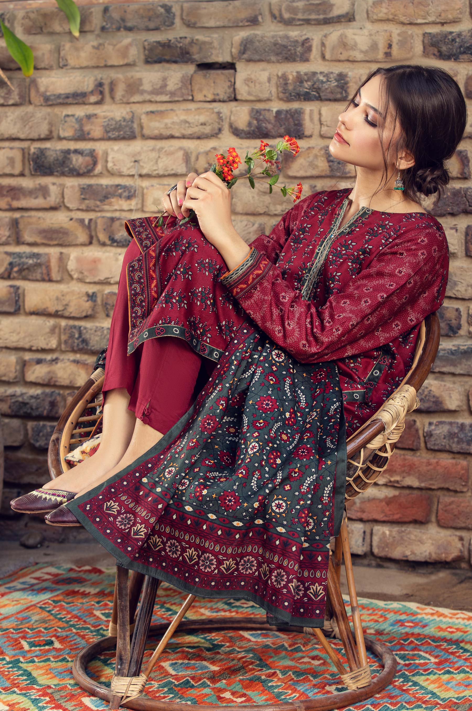 Stitched 3 Piece Printed Cottel Suit - Image 3
