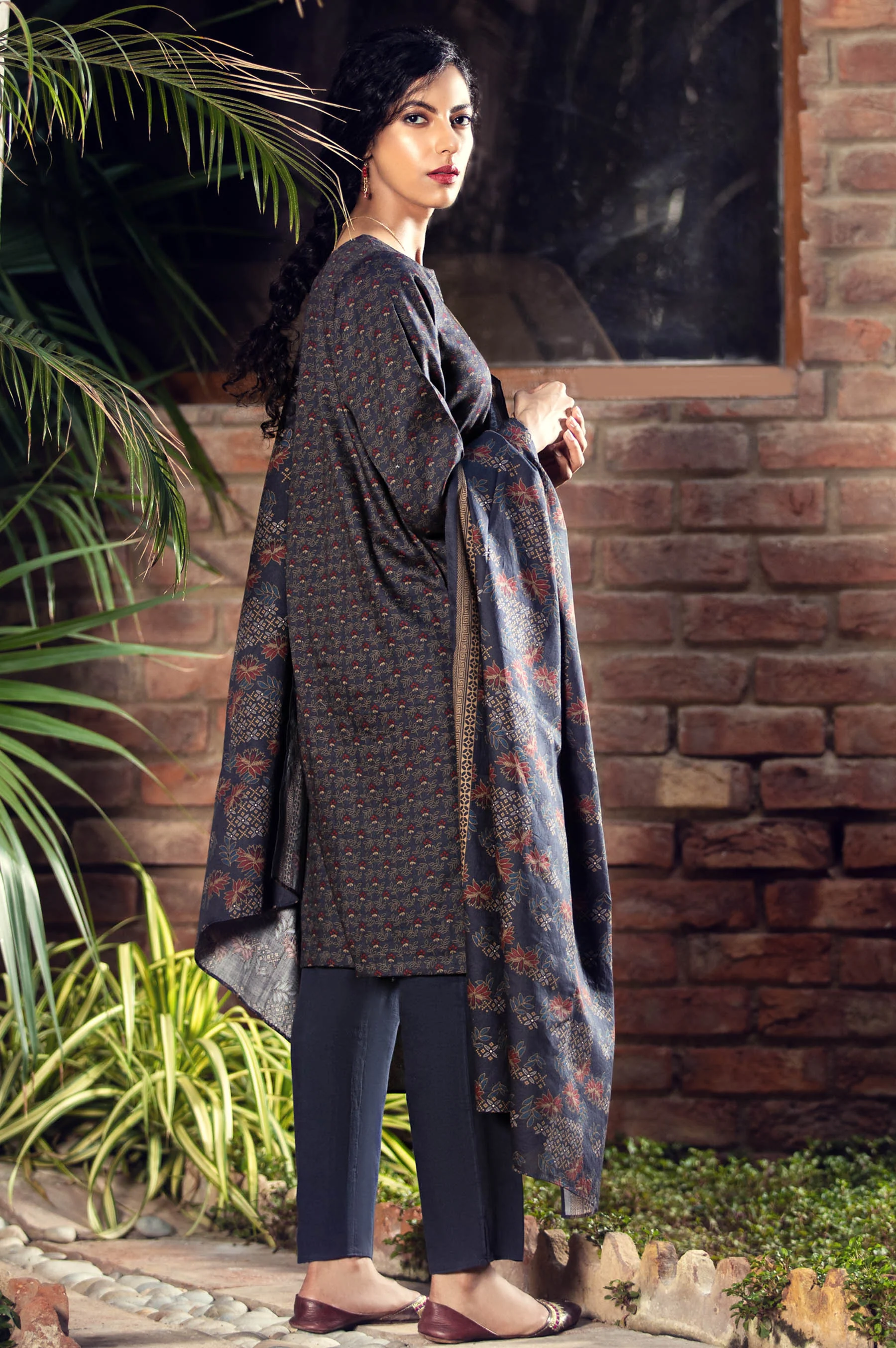 Stitched 3 Piece Printed Cottel Suit - Image 2
