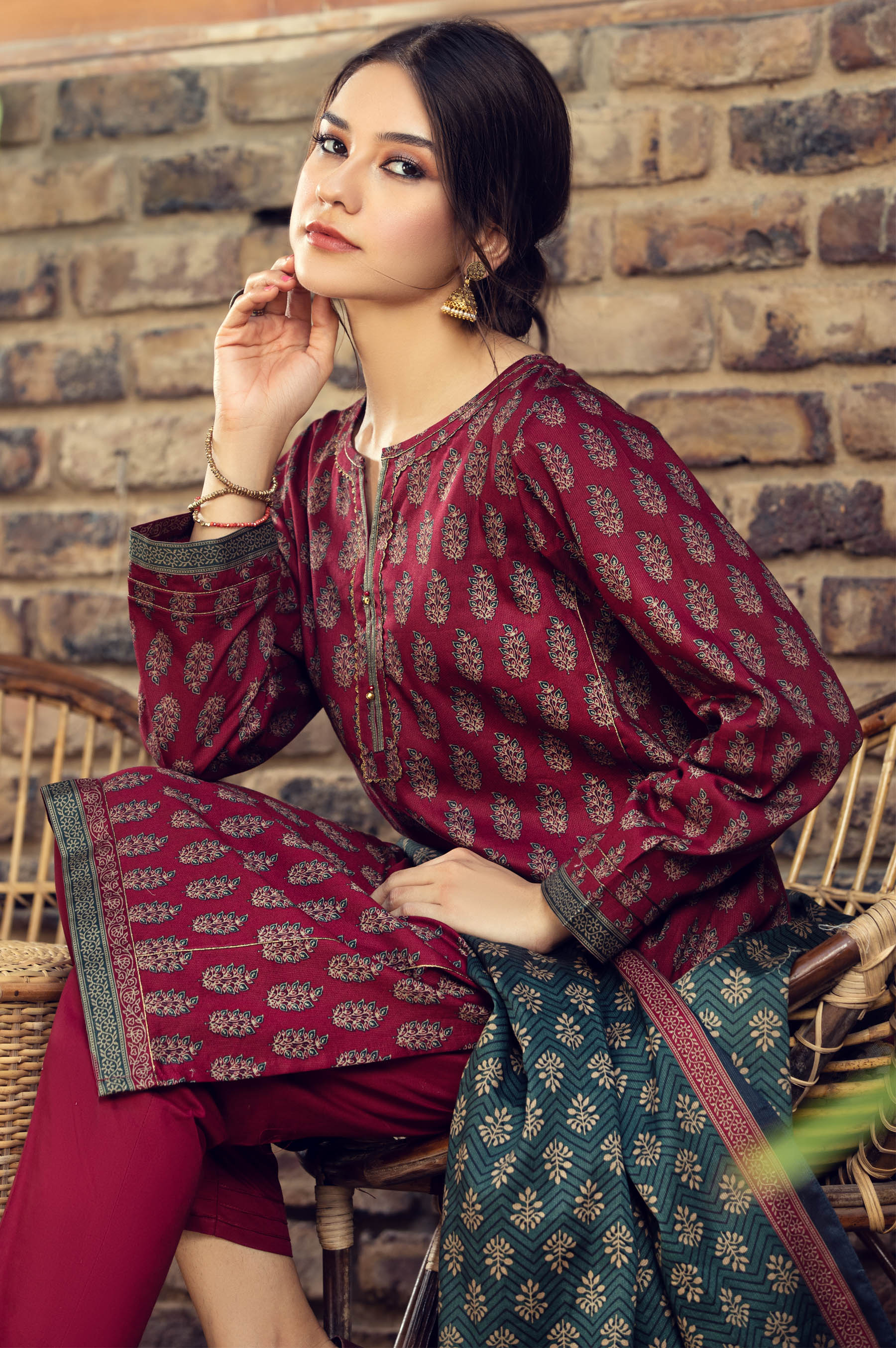 Stitched 3 Piece Printed Cottel Suit - Image 3
