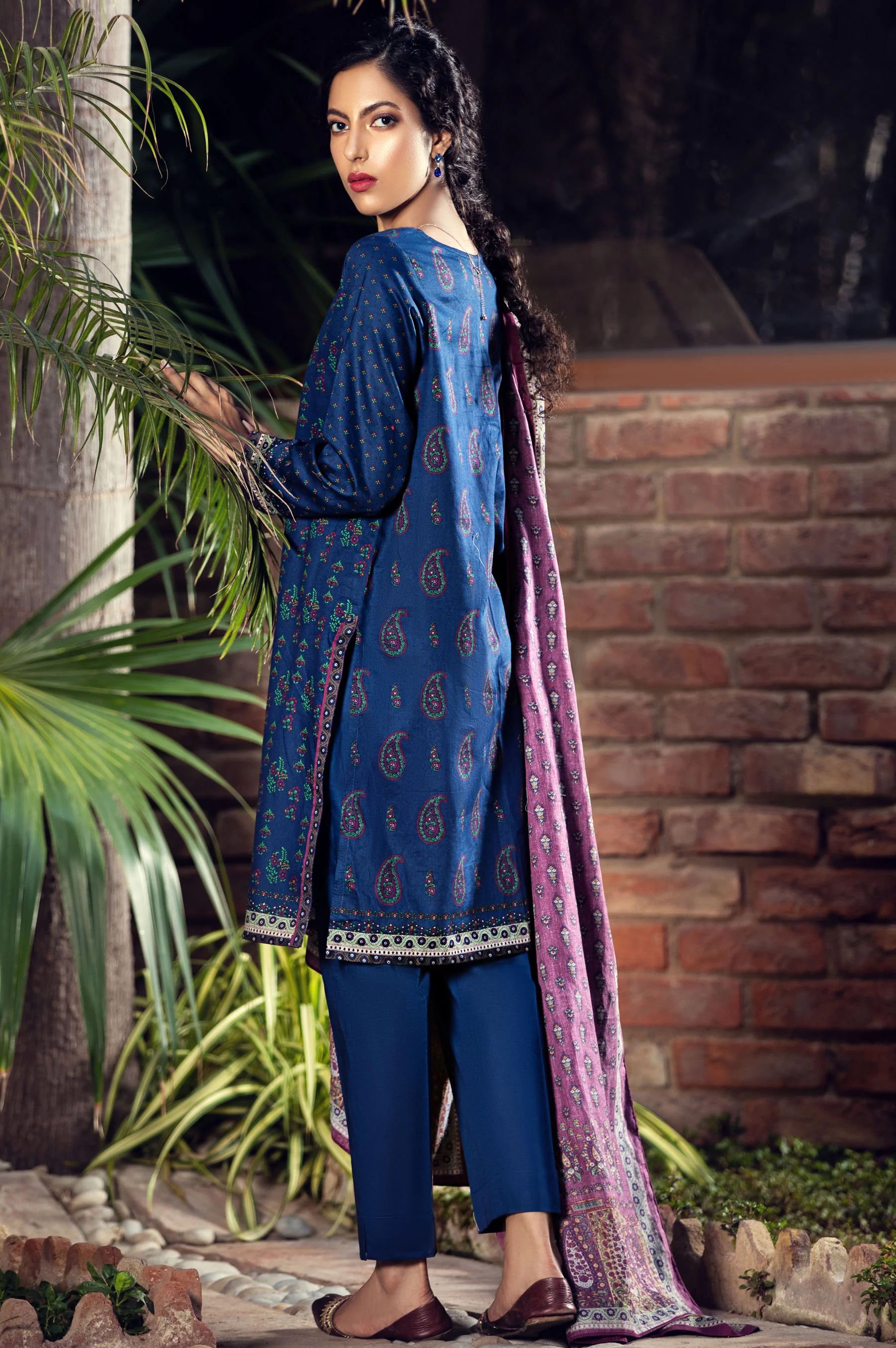 Stitched 3 Piece Printed Cottel Suit - Image 2