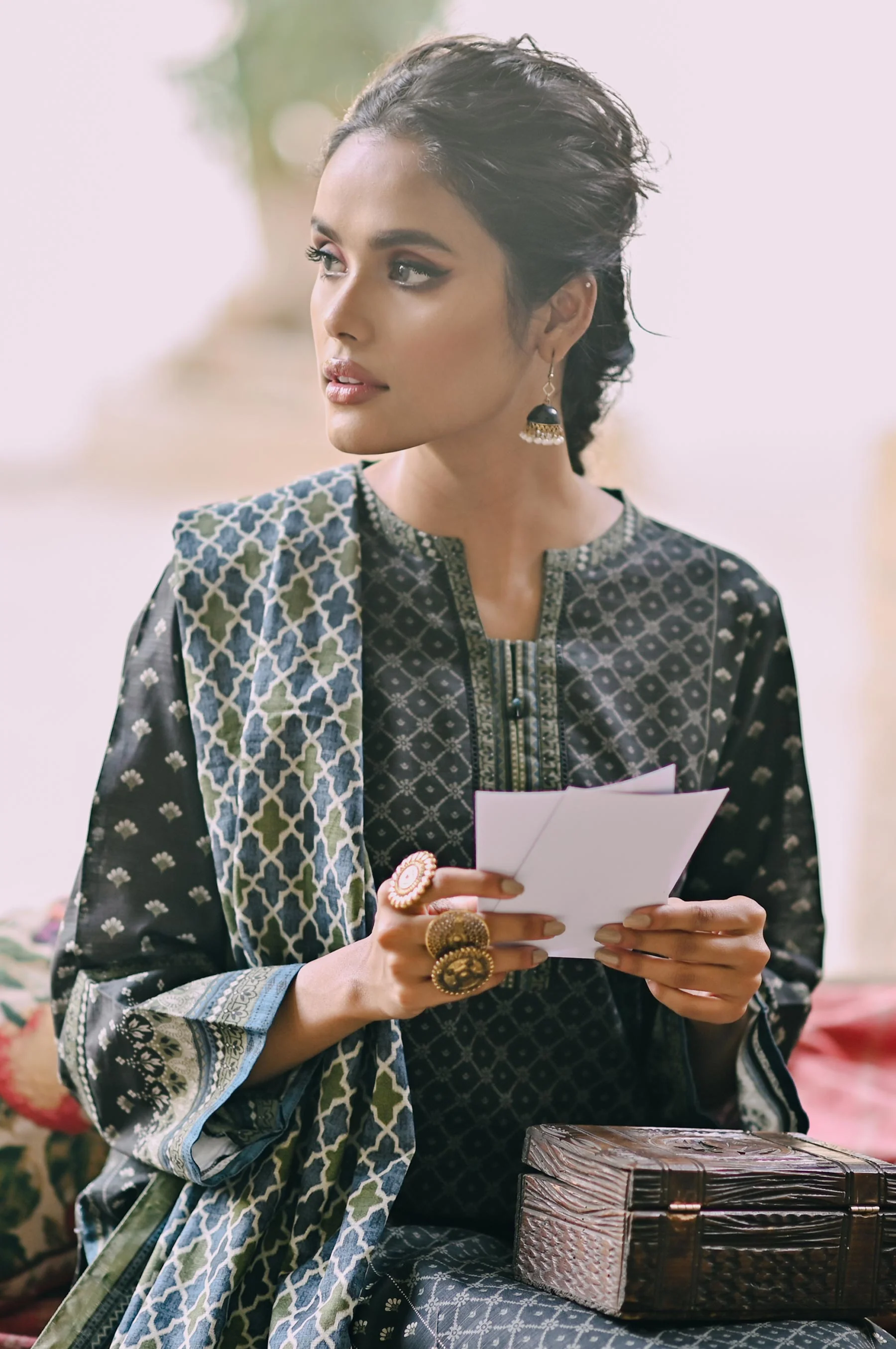 Stitched 3 Piece Printed Cottel Suit - Image 6