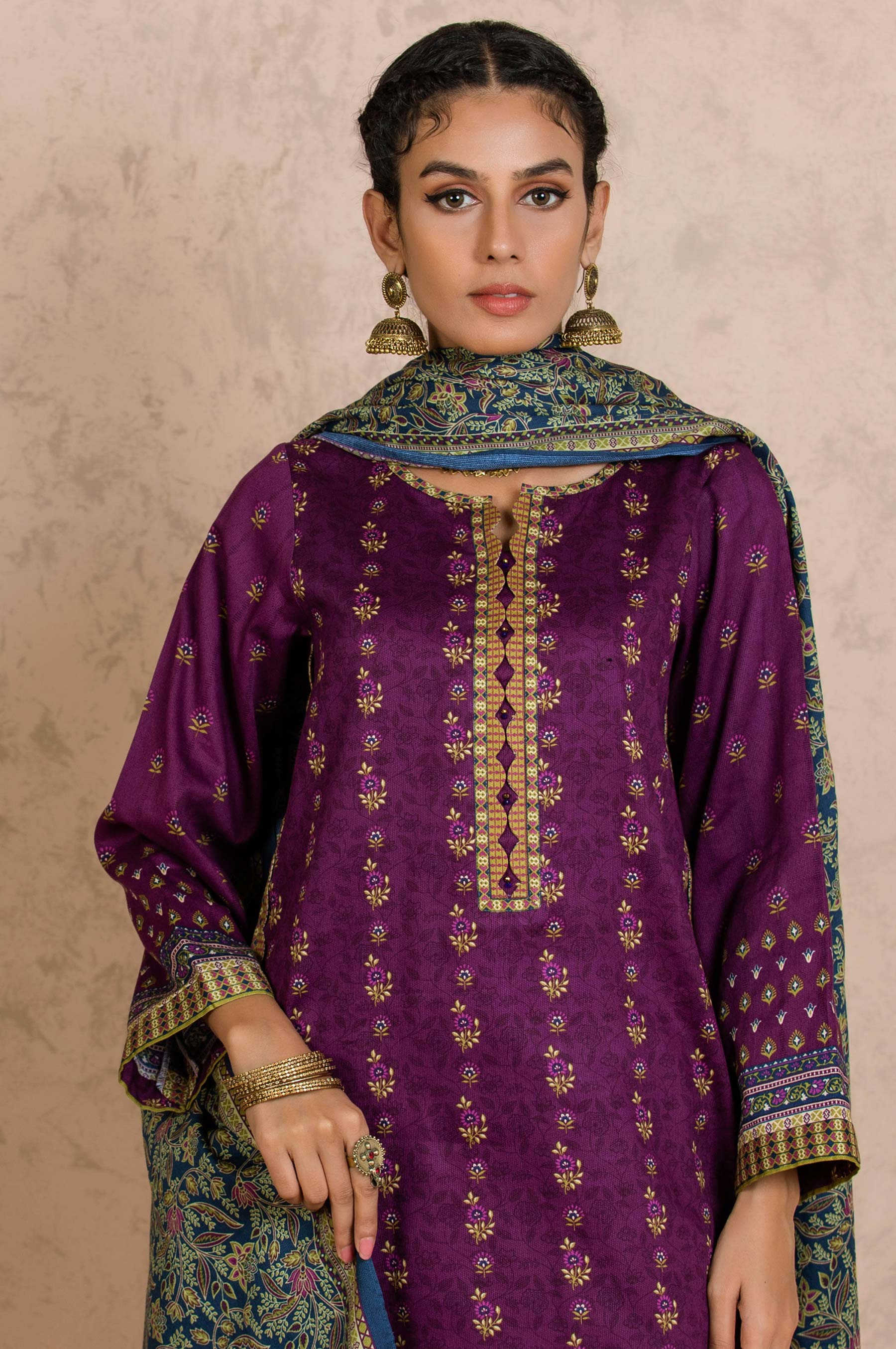 Stitched 3 Piece Printed Cottel Suit - Image 5