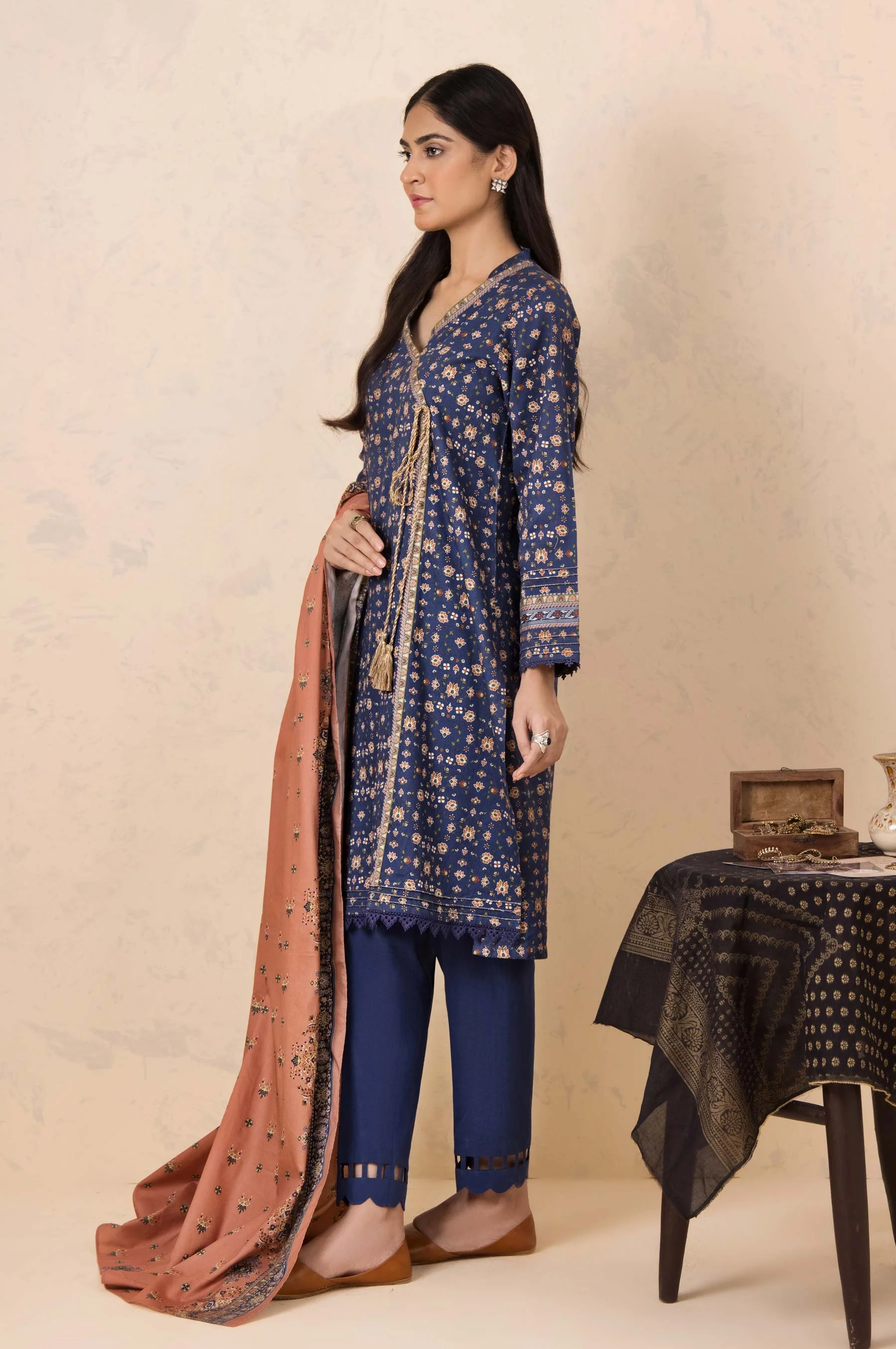 Stitched 3 Piece Printed Cottel Suit - Image 3