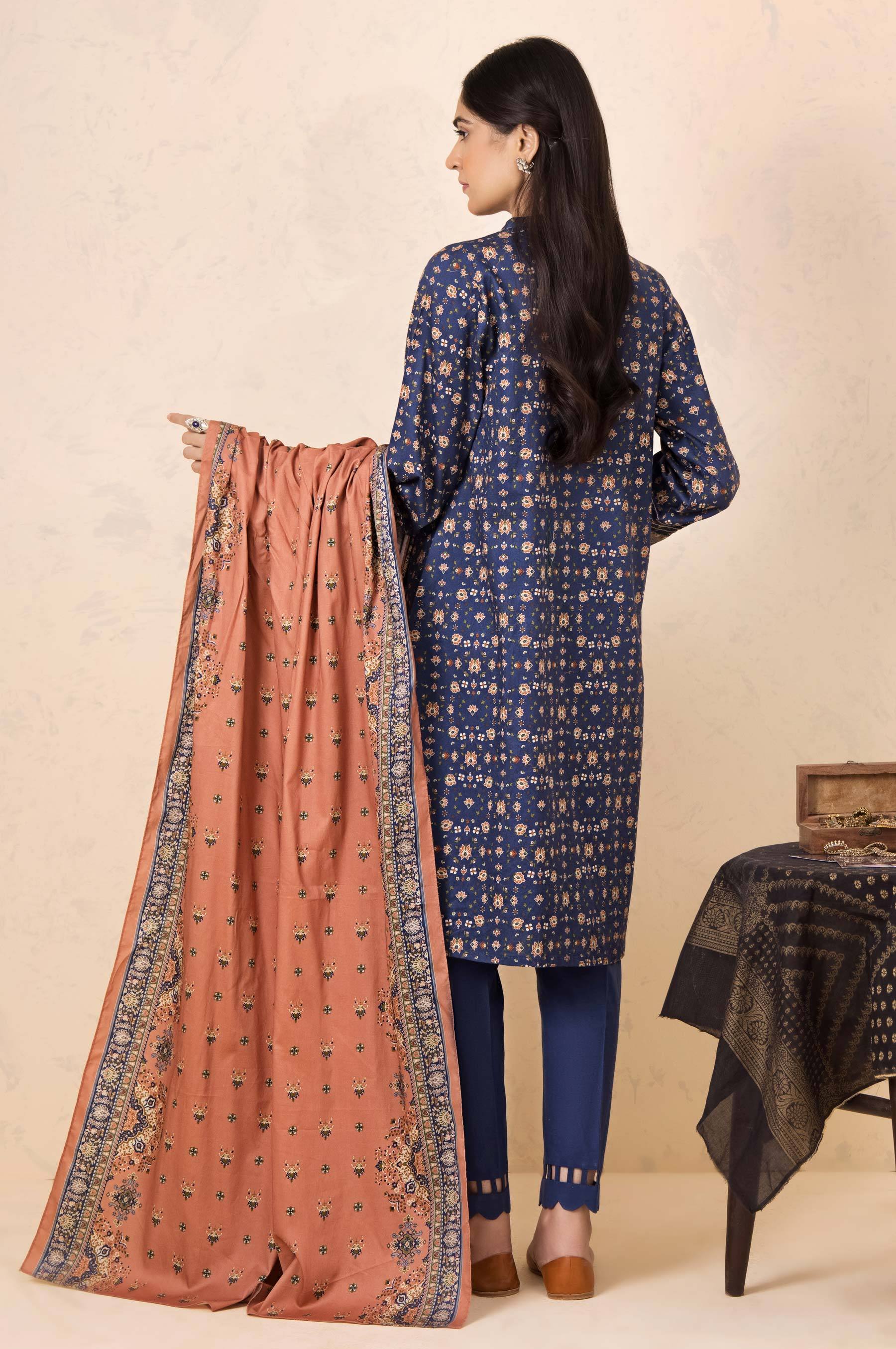 Stitched 3 Piece Printed Cottel Suit - Image 4