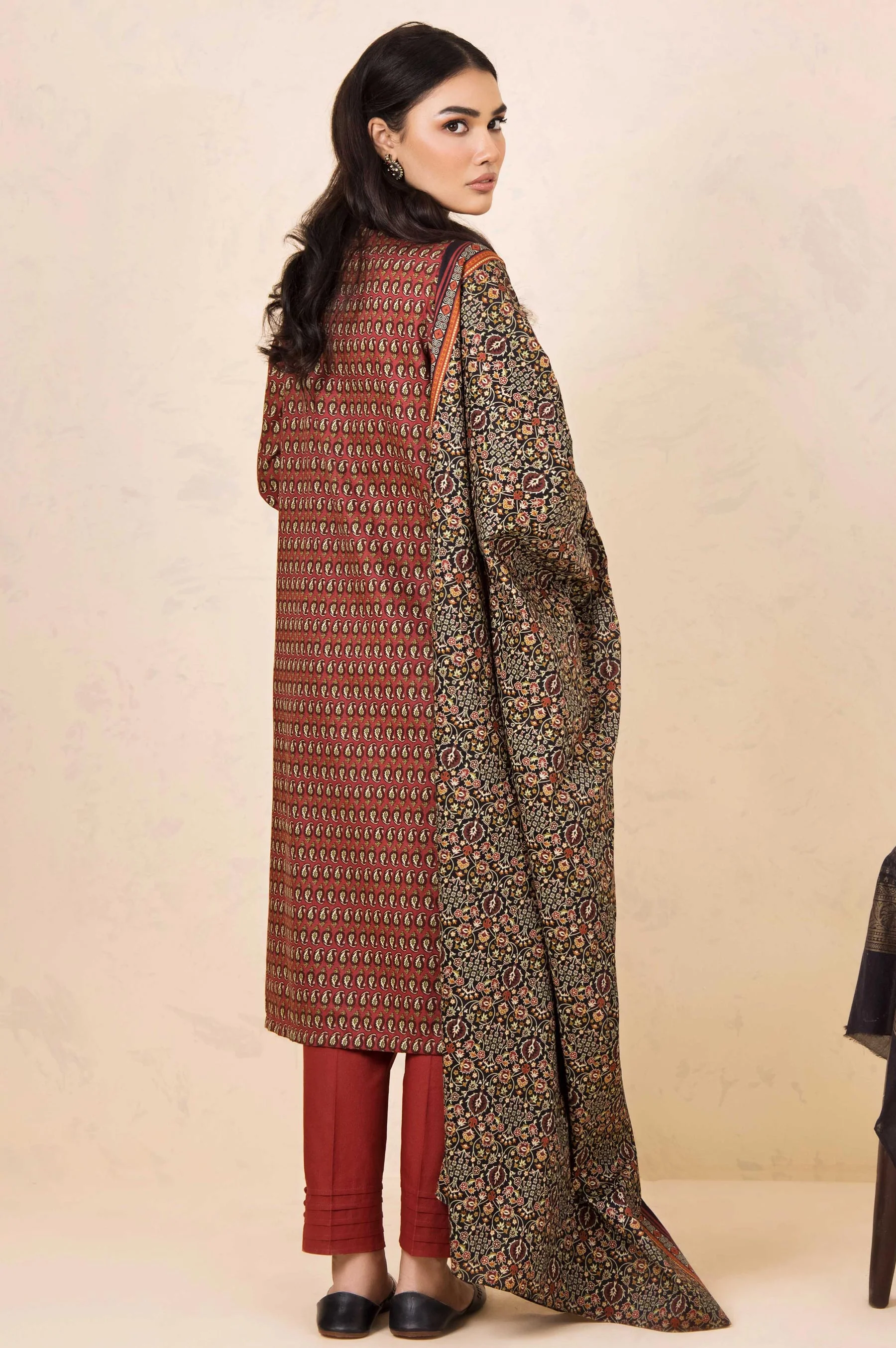 Stitched 3 Piece Printed Cottel Suit - Image 2