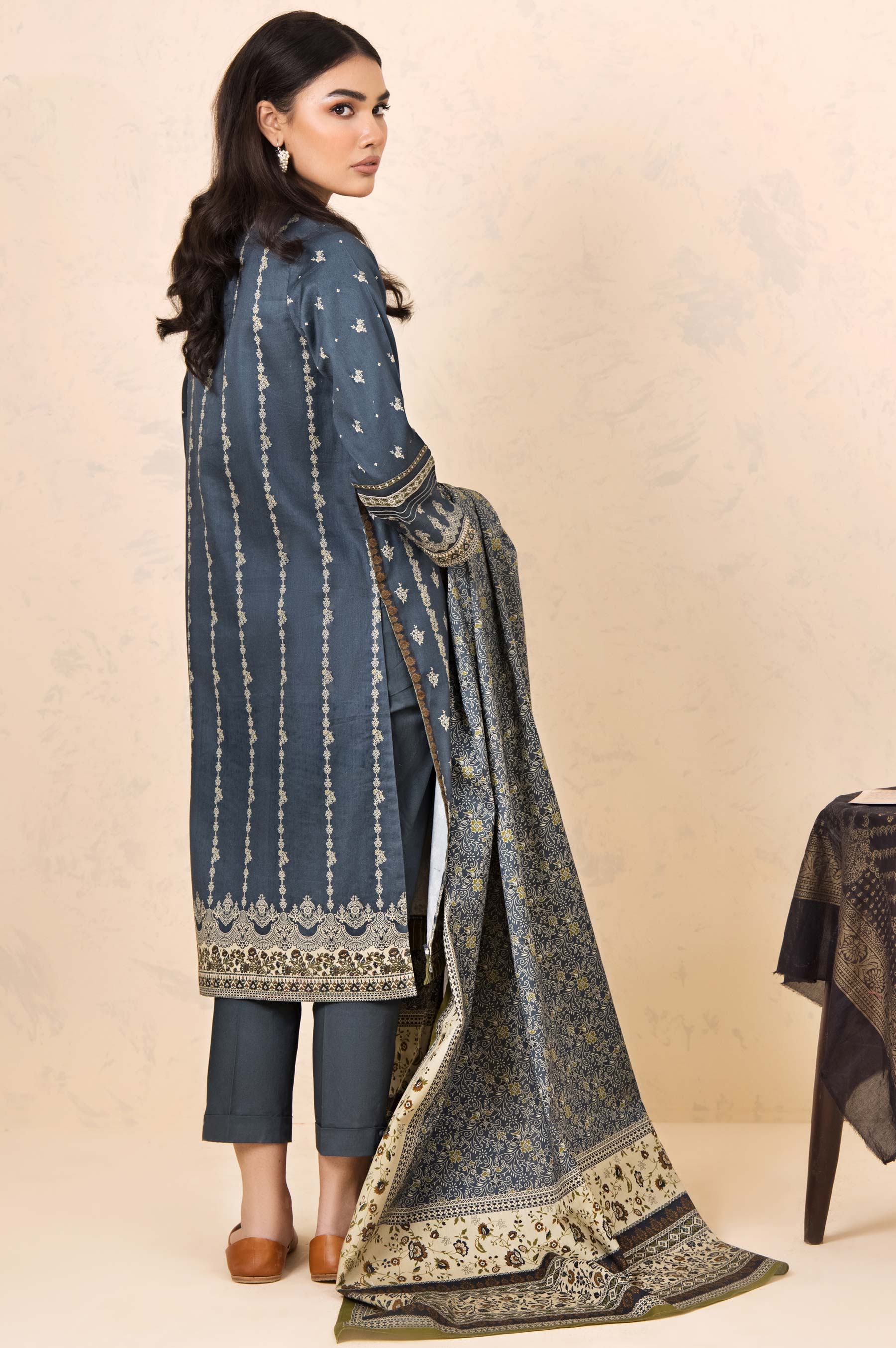 Stitched 3 Piece Printed Cottel Suit - Image 3