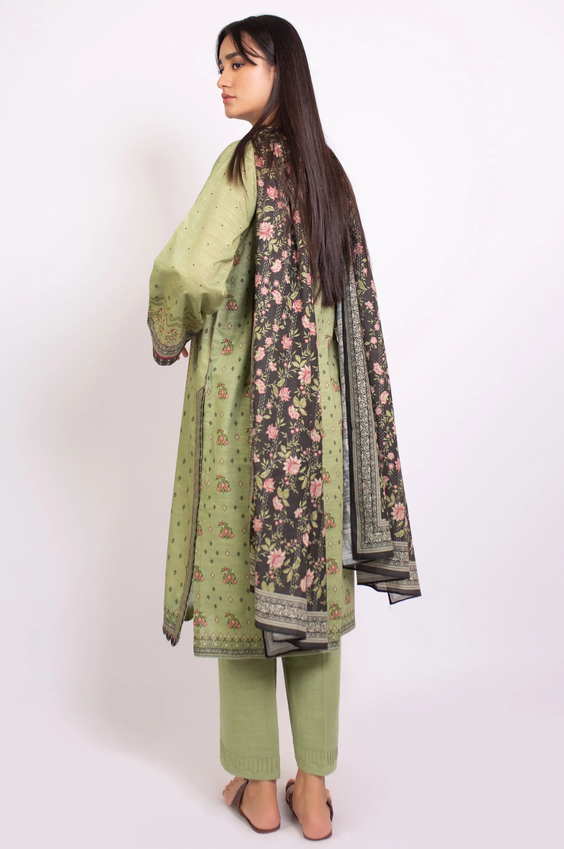 Stitched 3 Piece Printed Cottel Suit - Image 2