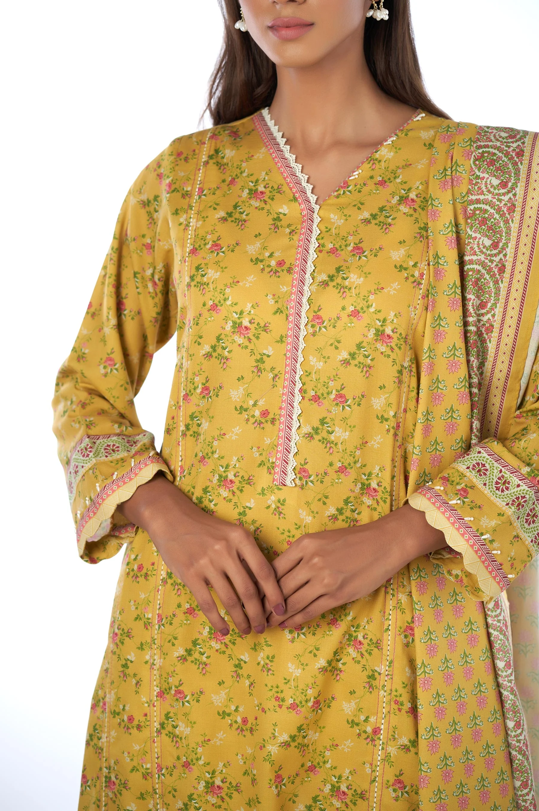 Stitched 3 Piece Printed Cottel Suit - Image 5