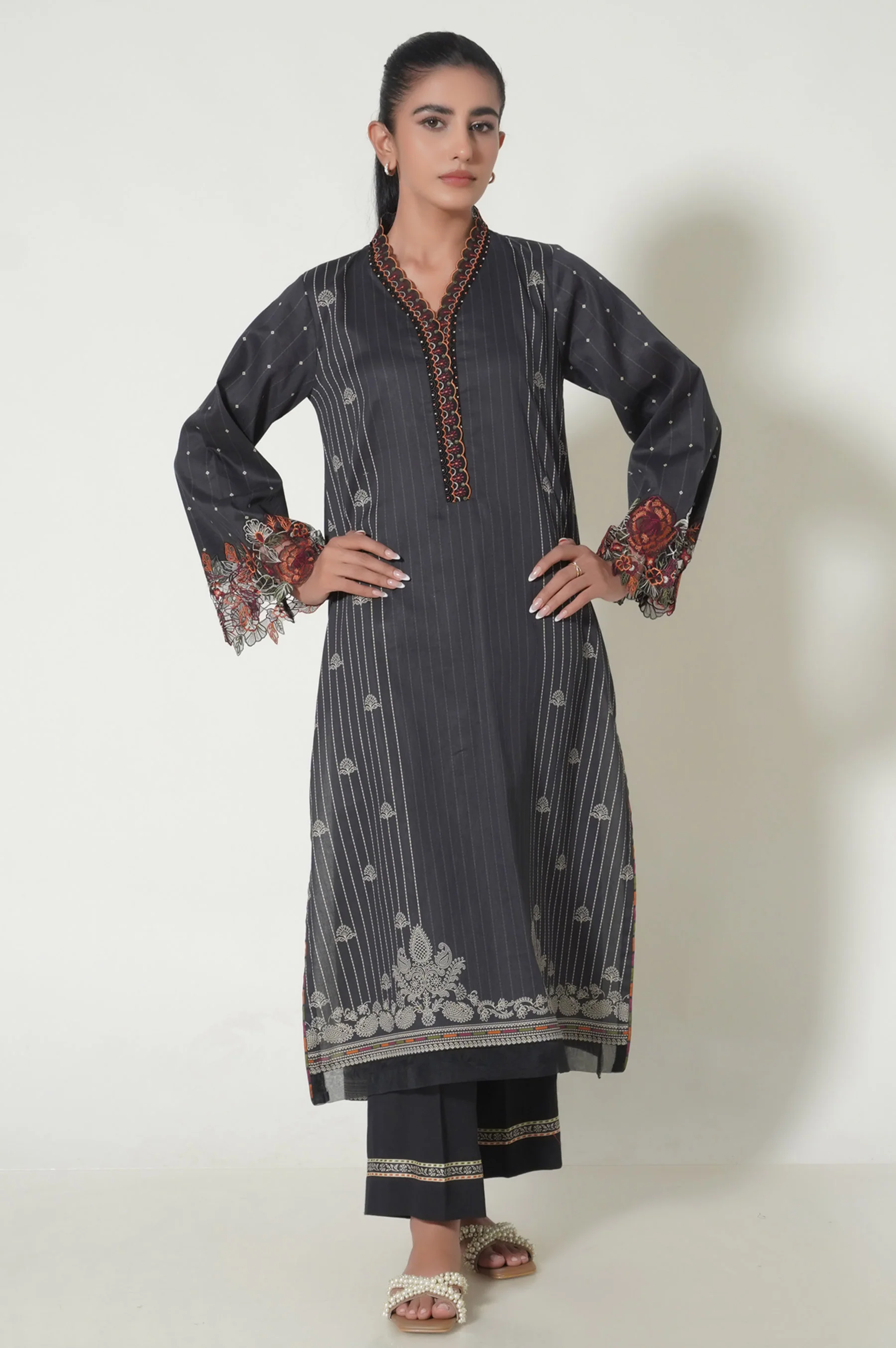 Stitched 3 Piece Printed Cottel Suit - Image 3