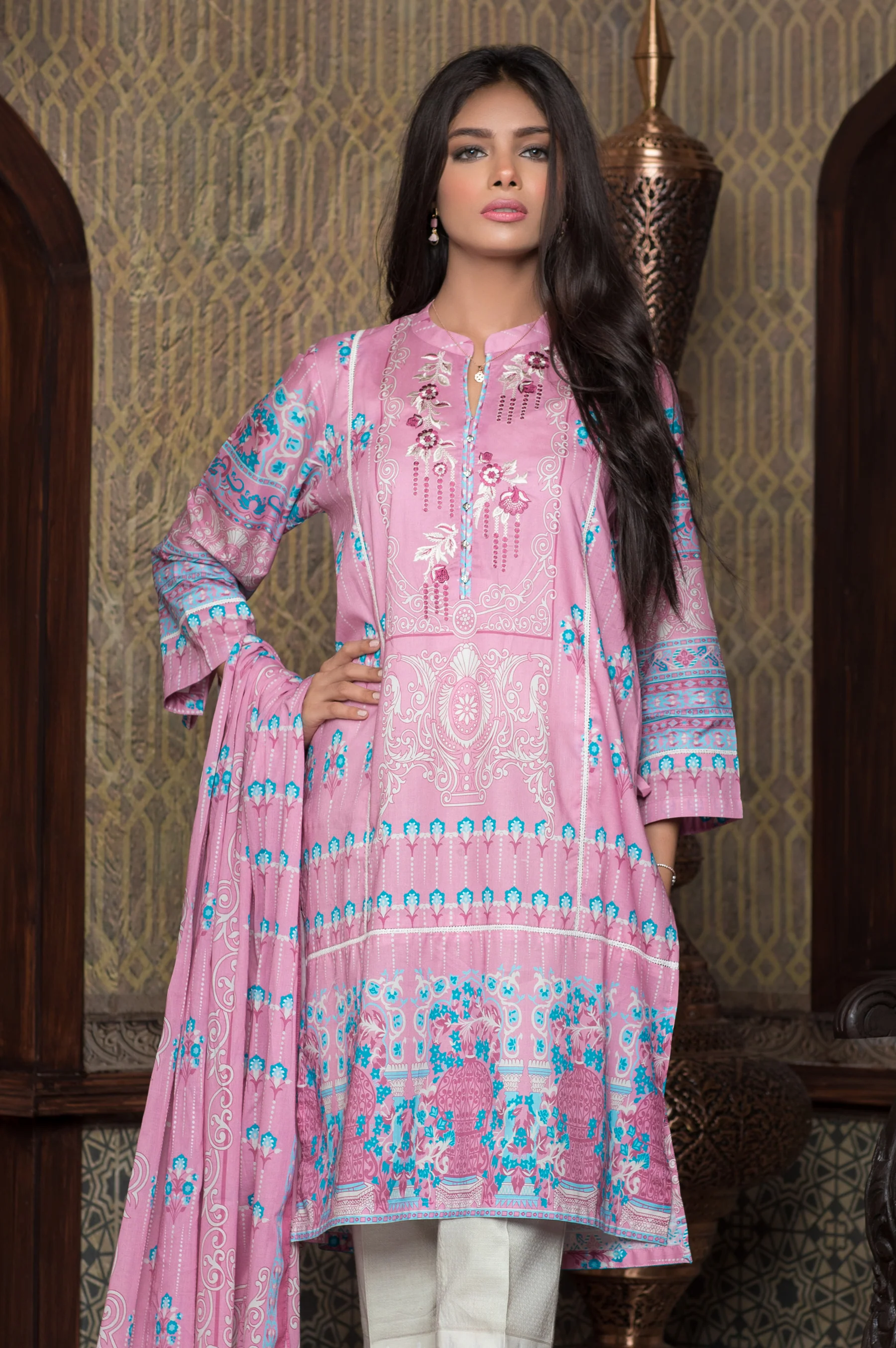 Stitched 3 Piece Printed Doria Lawn Suit