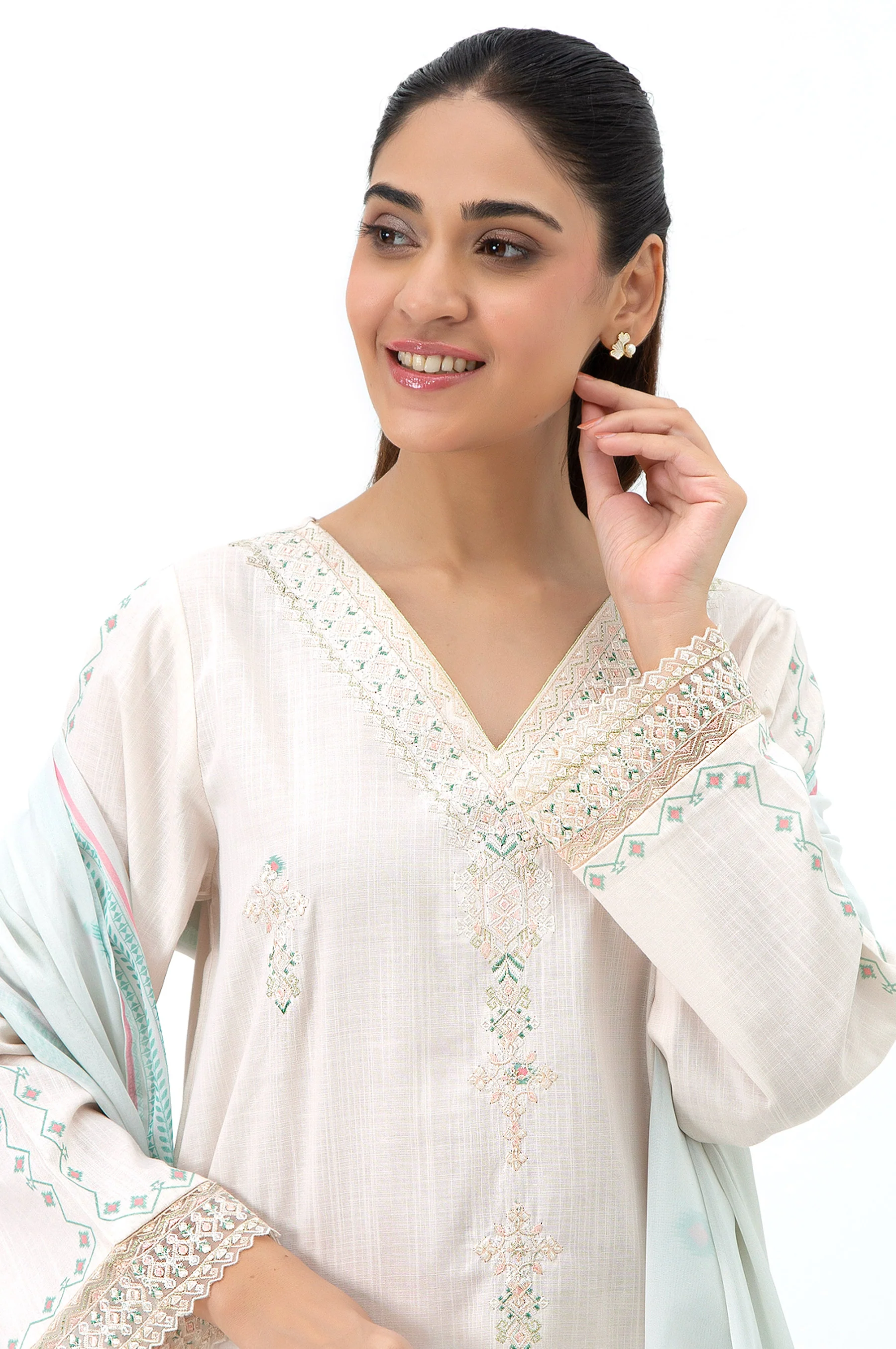 STITCHED EMBROIDERED BOTH SIDE SLUB SUIT - Image 2