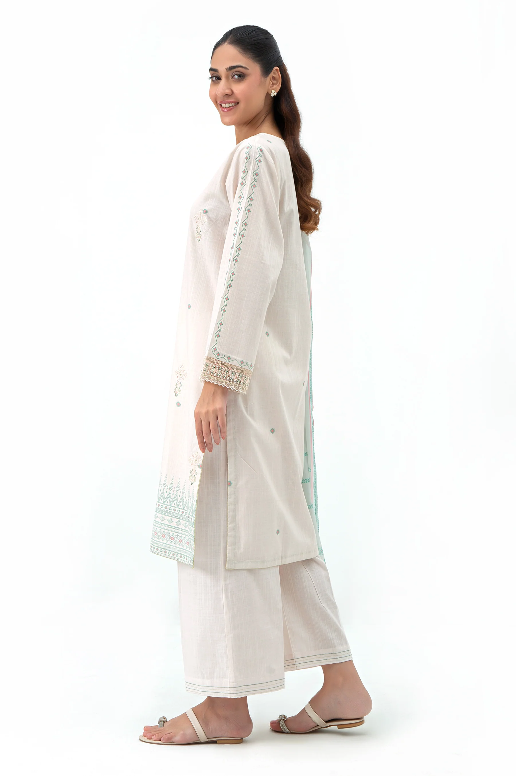 STITCHED EMBROIDERED BOTH SIDE SLUB SUIT - Image 5
