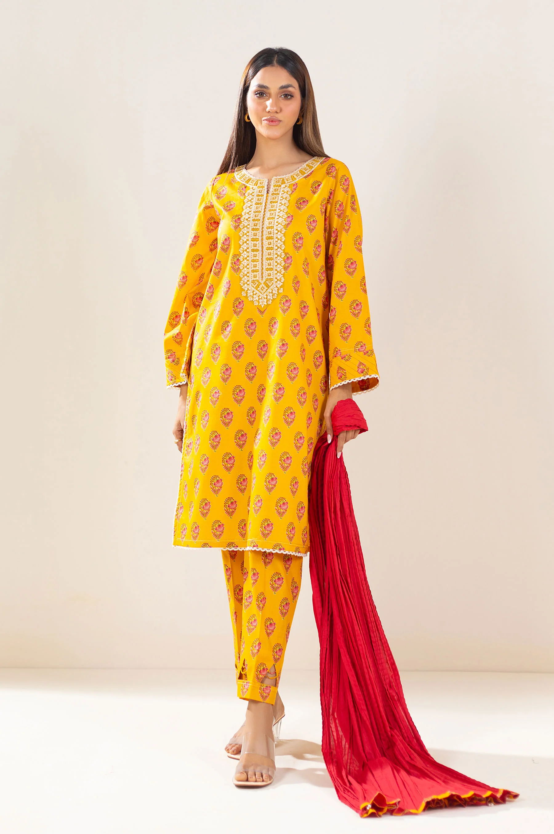 Stitched 3 Piece Printed Lawn Suit - Image 4
