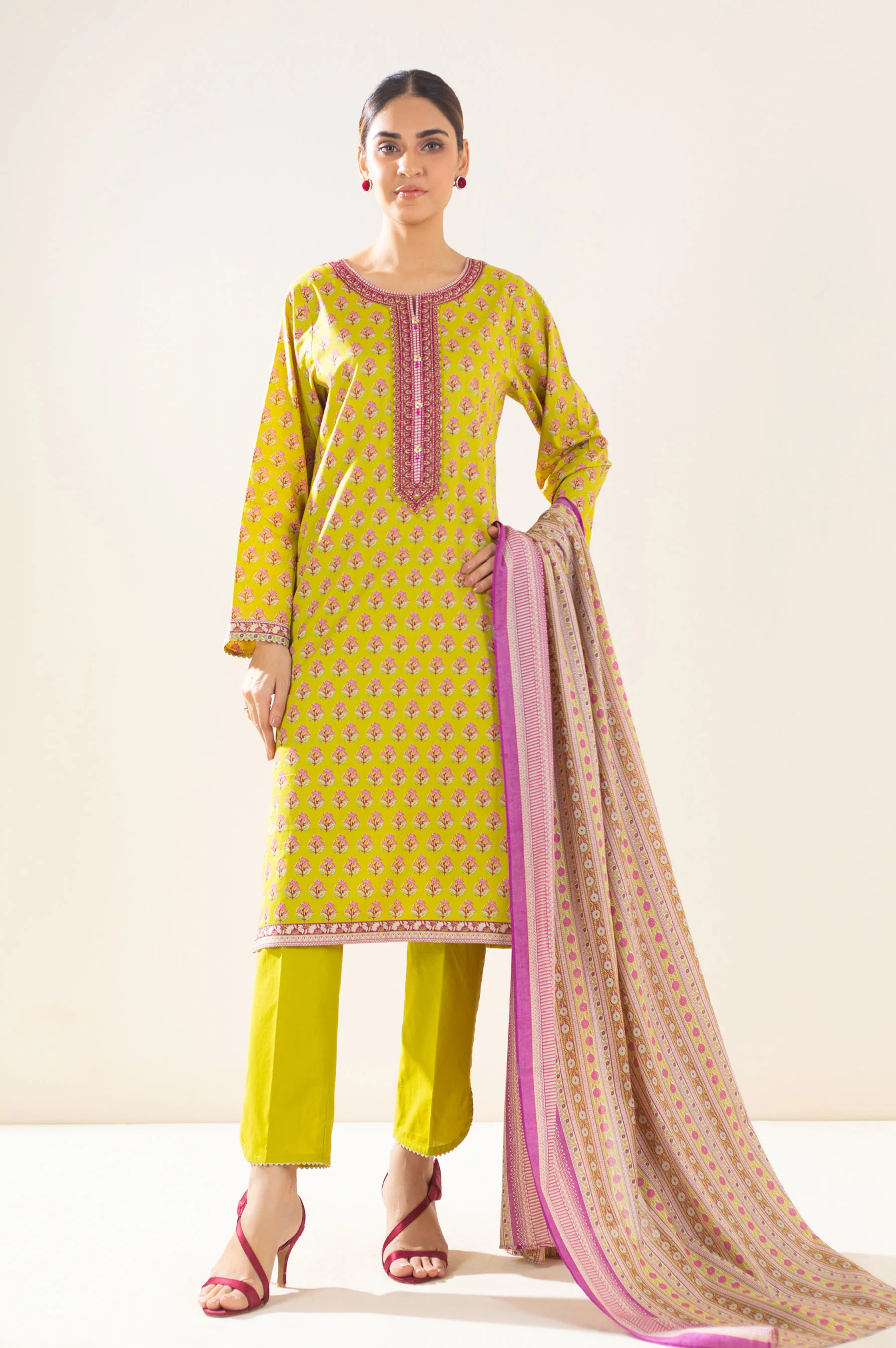 Stitched 3 Piece Printed Lawn Suit - Image 2