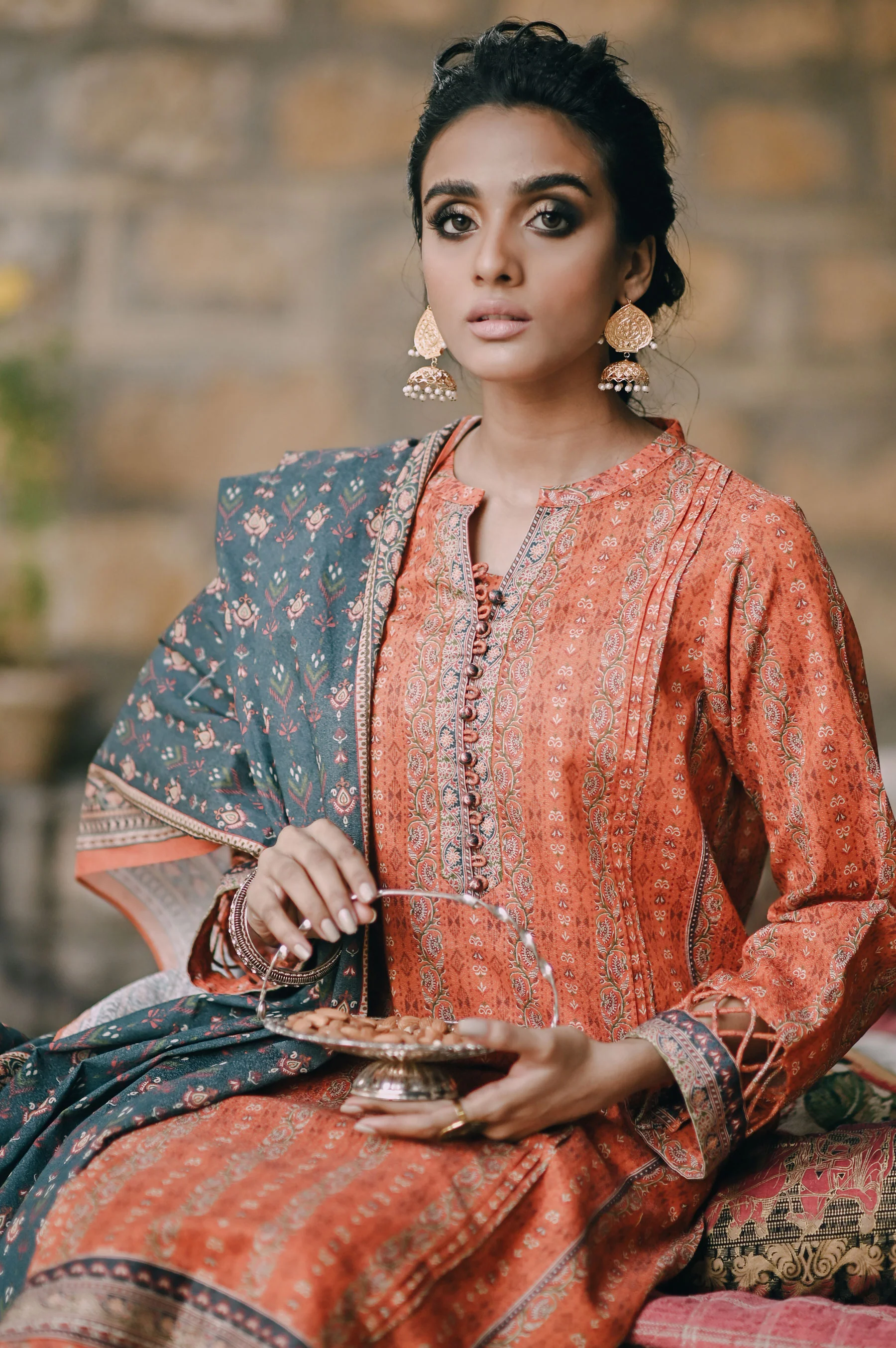 Stitched 3 Piece Printed Karandi Suit - Image 3