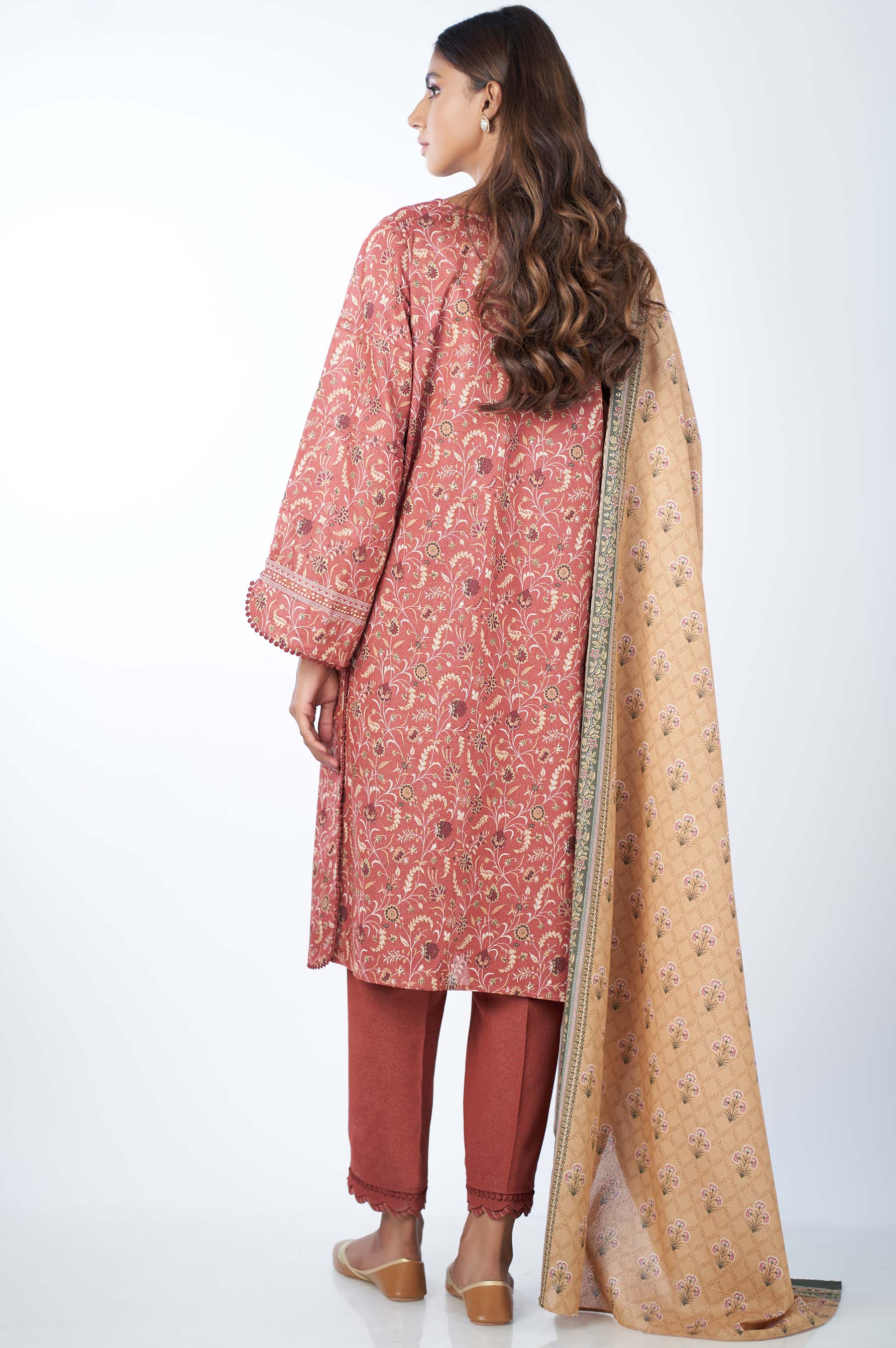 Stitched 3 Piece Printed Karandi Suit - Image 2