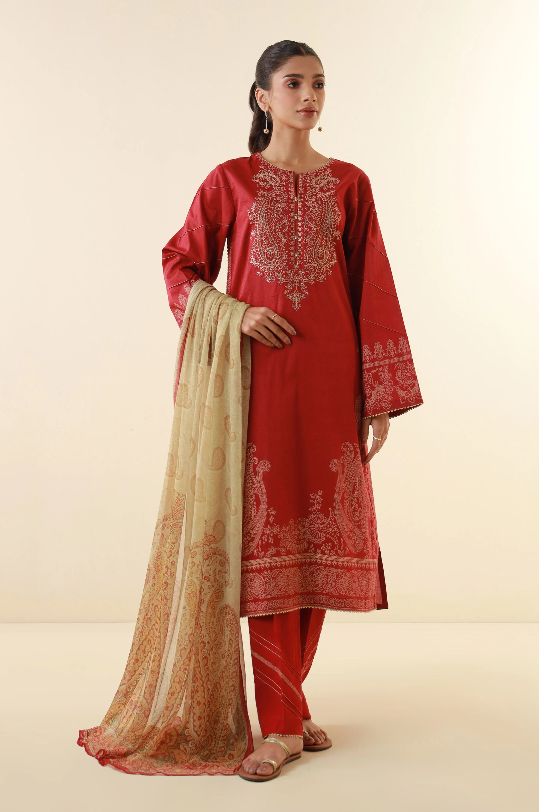 Stitched 3 Piece Printed Lawn Suit - Image 2