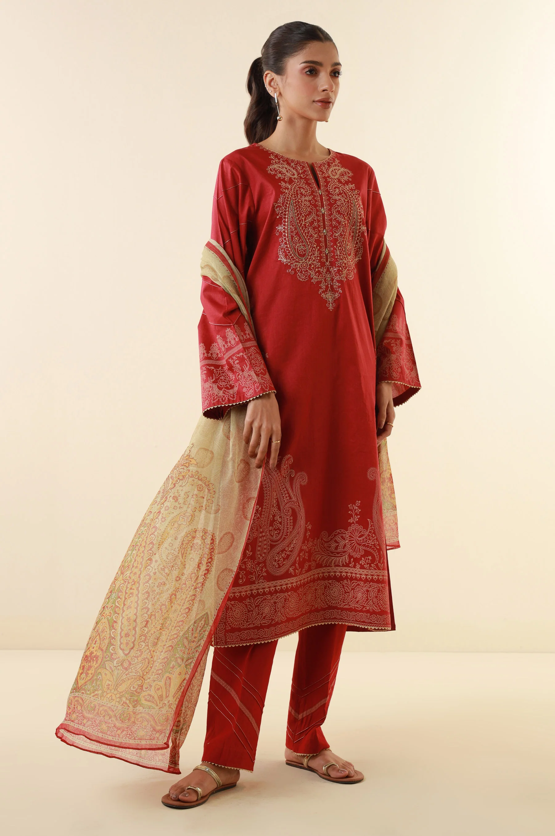 Stitched 3 Piece Printed Lawn Suit - Image 3