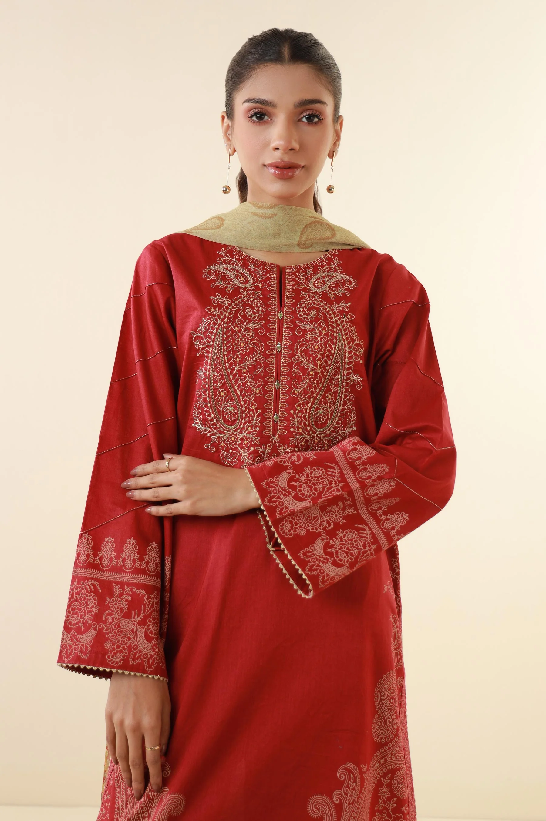 Stitched 3 Piece Printed Lawn Suit - Image 5