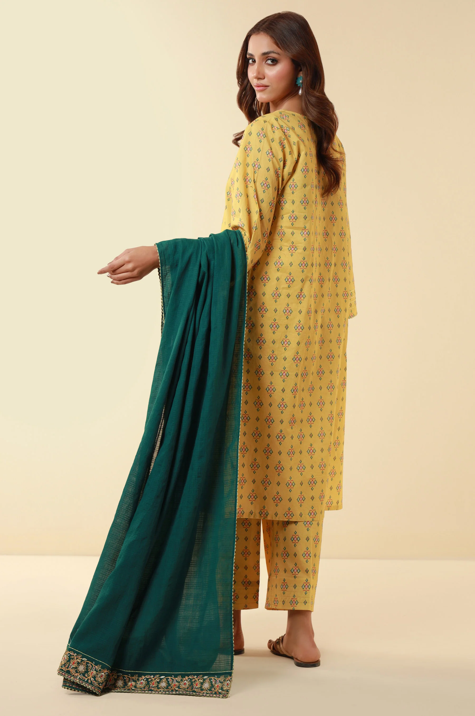 Stitched 3 Piece Printed Lawn Suit - Image 5