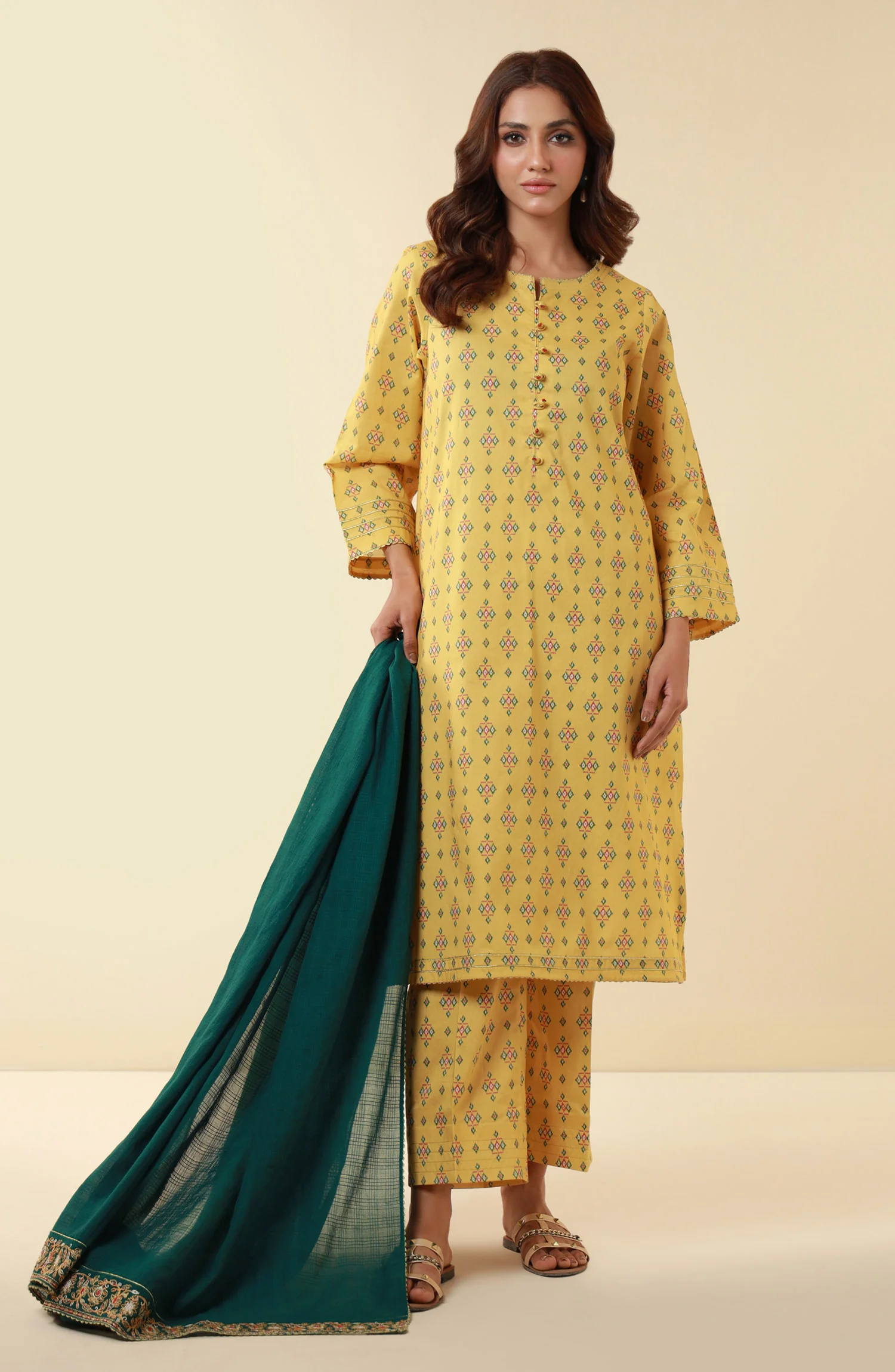 Stitched 3 Piece Printed Lawn Suit - Image 6