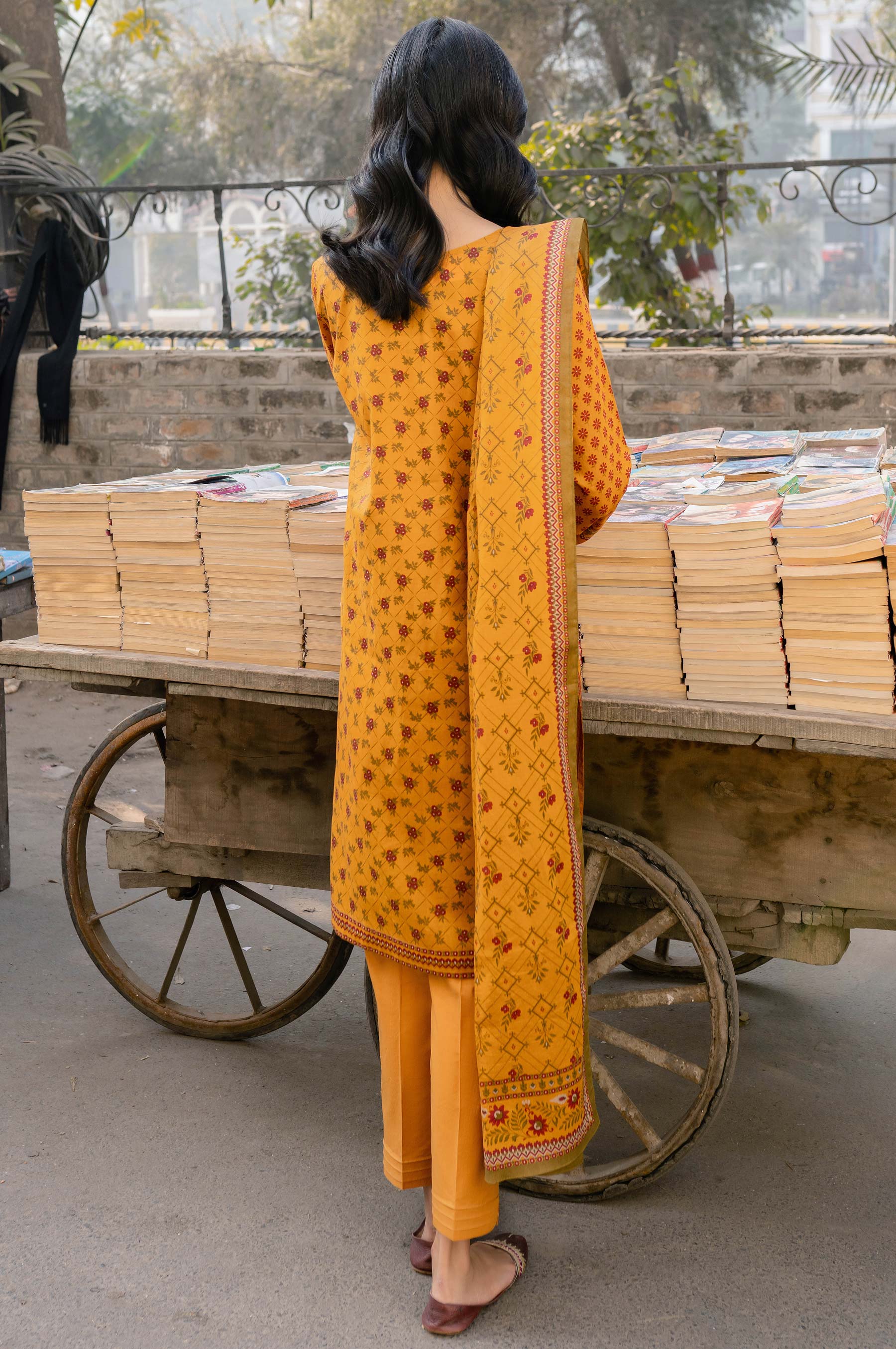 Stitched 3 Piece Printed Lawn Suit with Printed Lawn Dupatta - Image 2