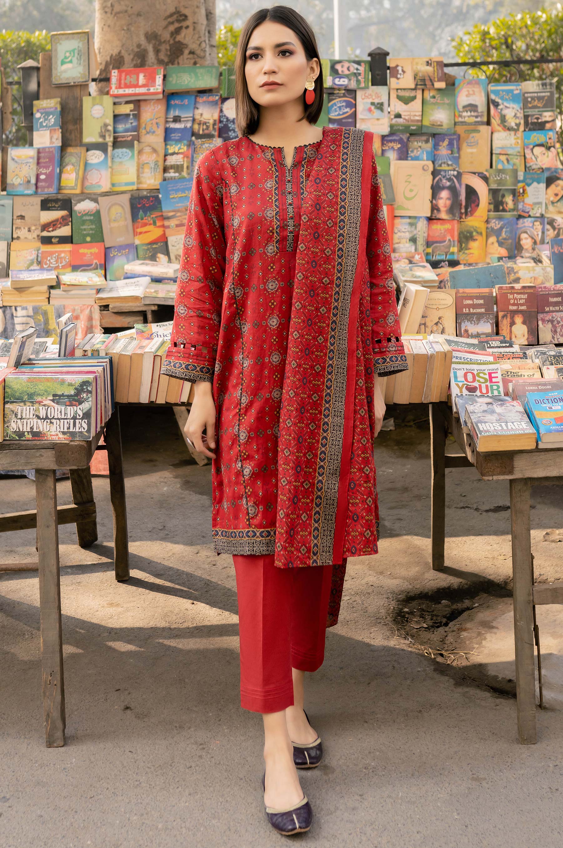 Stitched 3 Piece Printed Lawn Suit with Printed Lawn Dupatta - Image 2