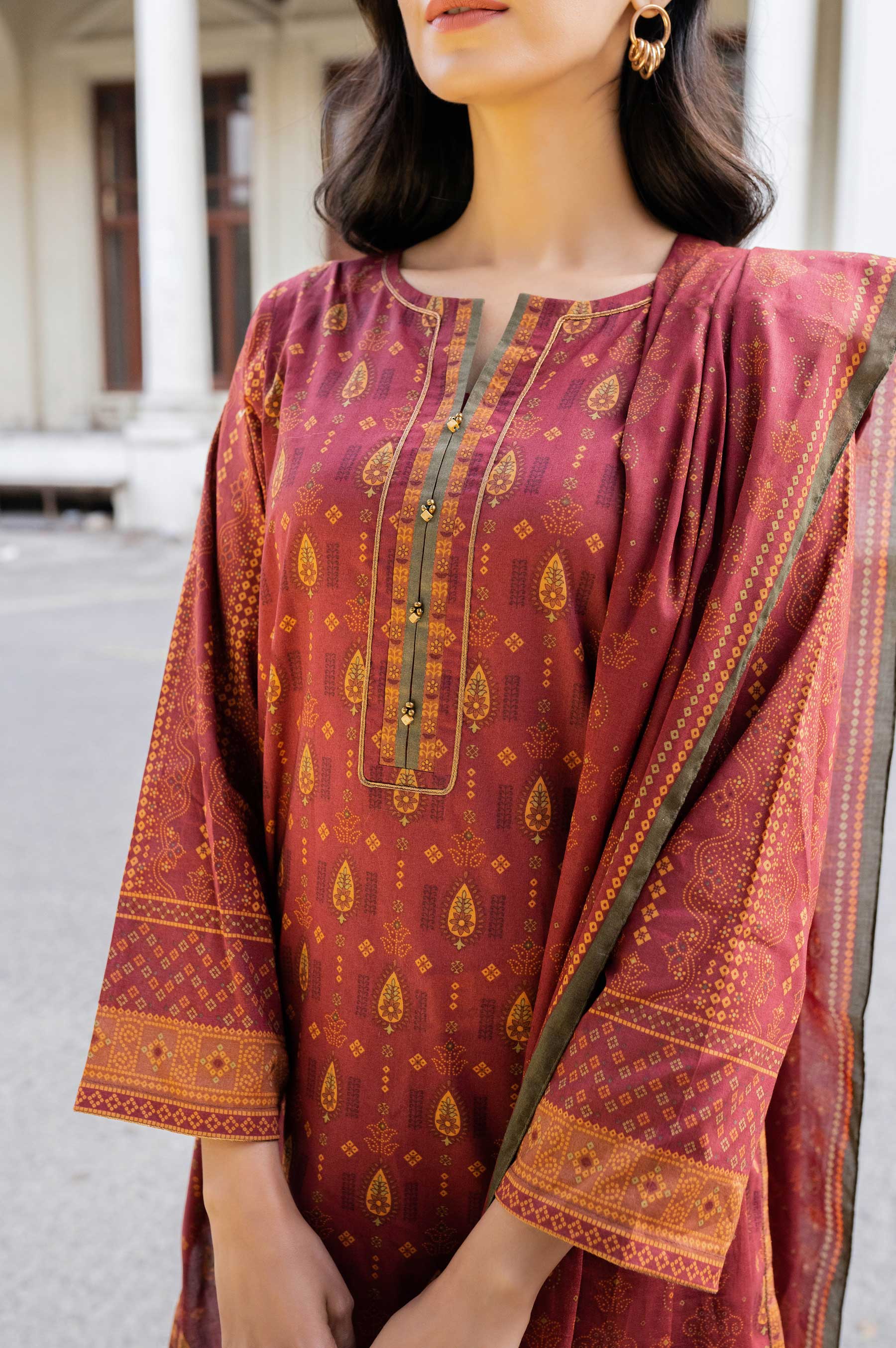 Stitched 3 Piece Printed Lawn Suit - Image 3