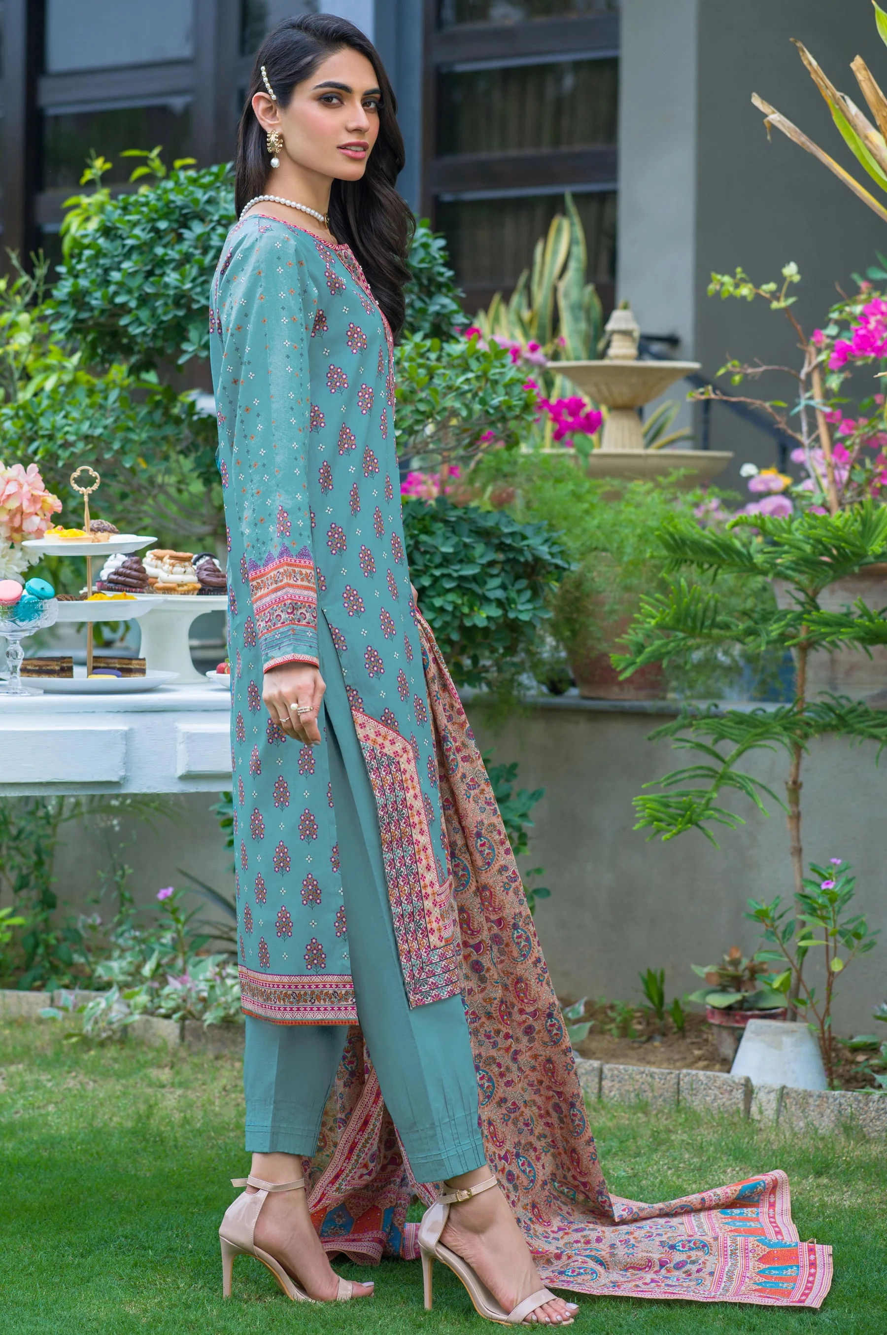Stitched 3 Piece Printed Lawn Suit - Image 2