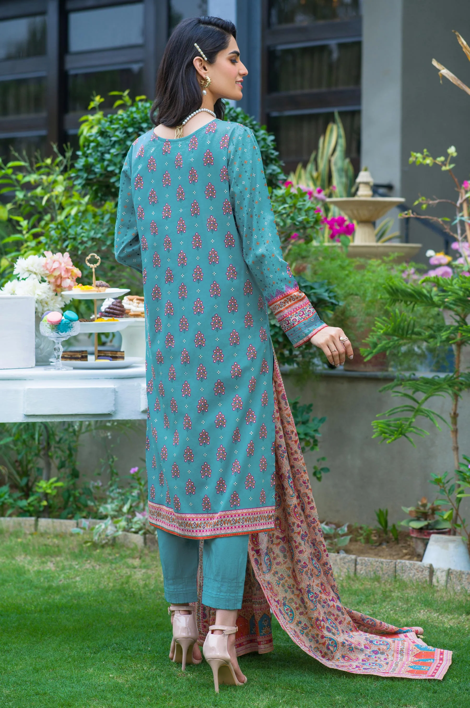 Stitched 3 Piece Printed Lawn Suit - Image 3