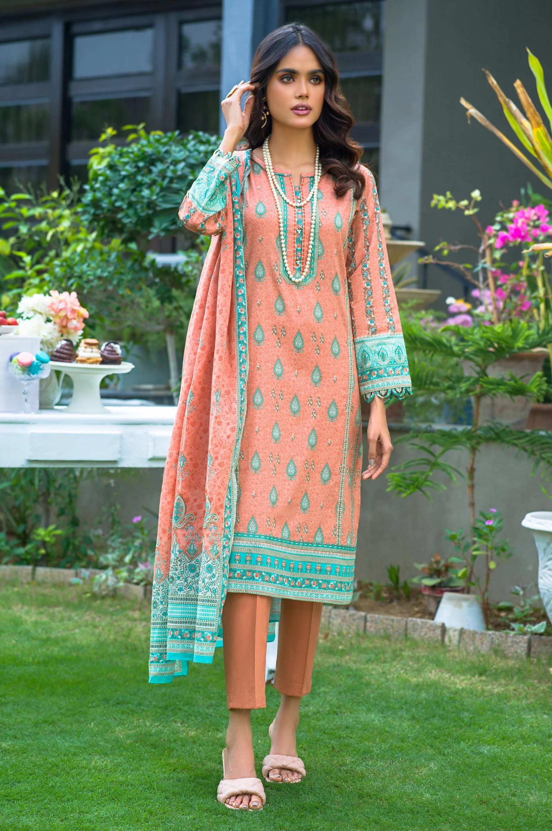 Stitched 3 Piece Printed Lawn Suit - Image 2