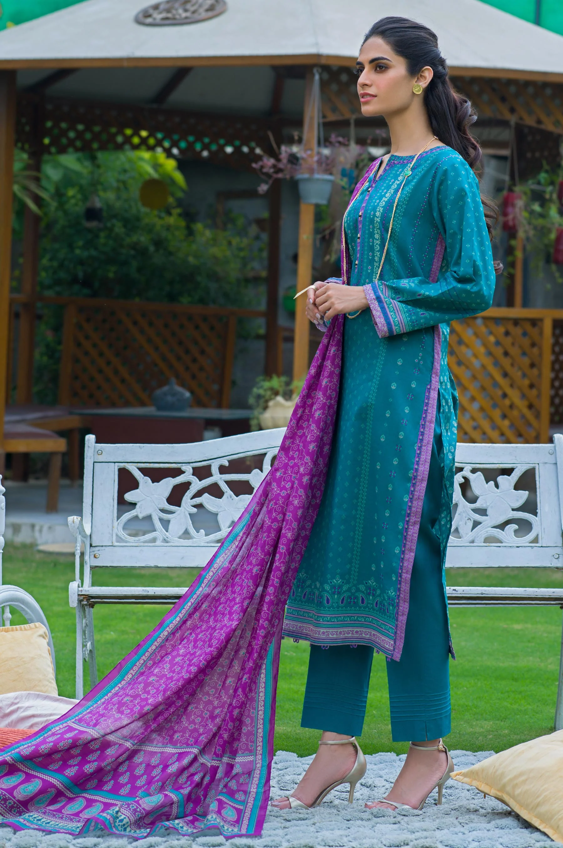 Stitched 3 Piece Printed Lawn Suit - Image 2