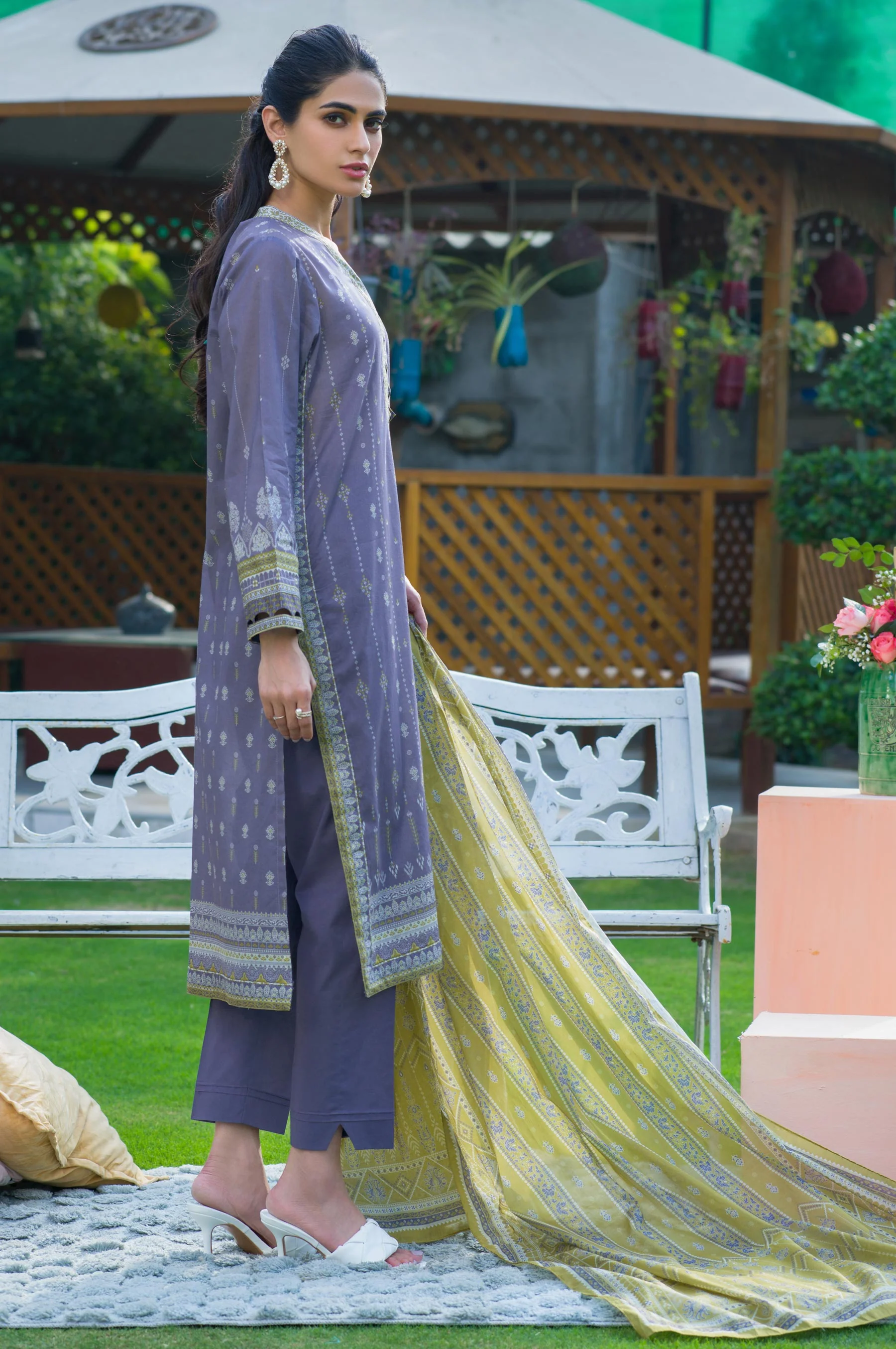 Stitched 3 Piece Printed Lawn Suit - Image 2