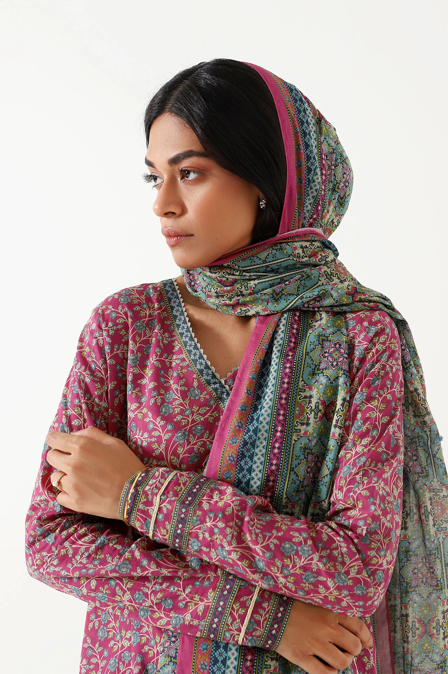 Stitched 3 Piece Printed Lawn Suit - Image 4