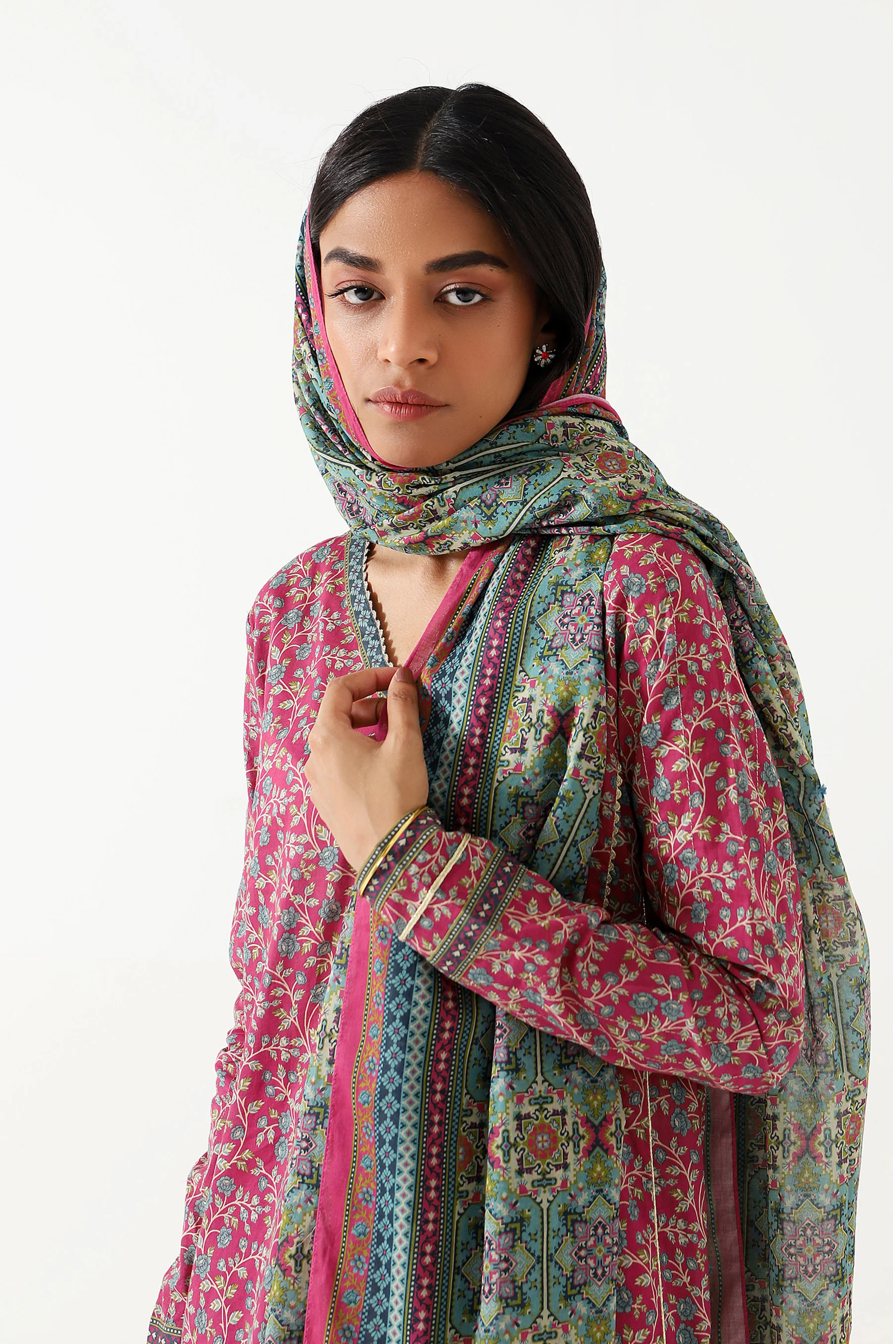 Stitched 3 Piece Printed Lawn Suit - Image 5