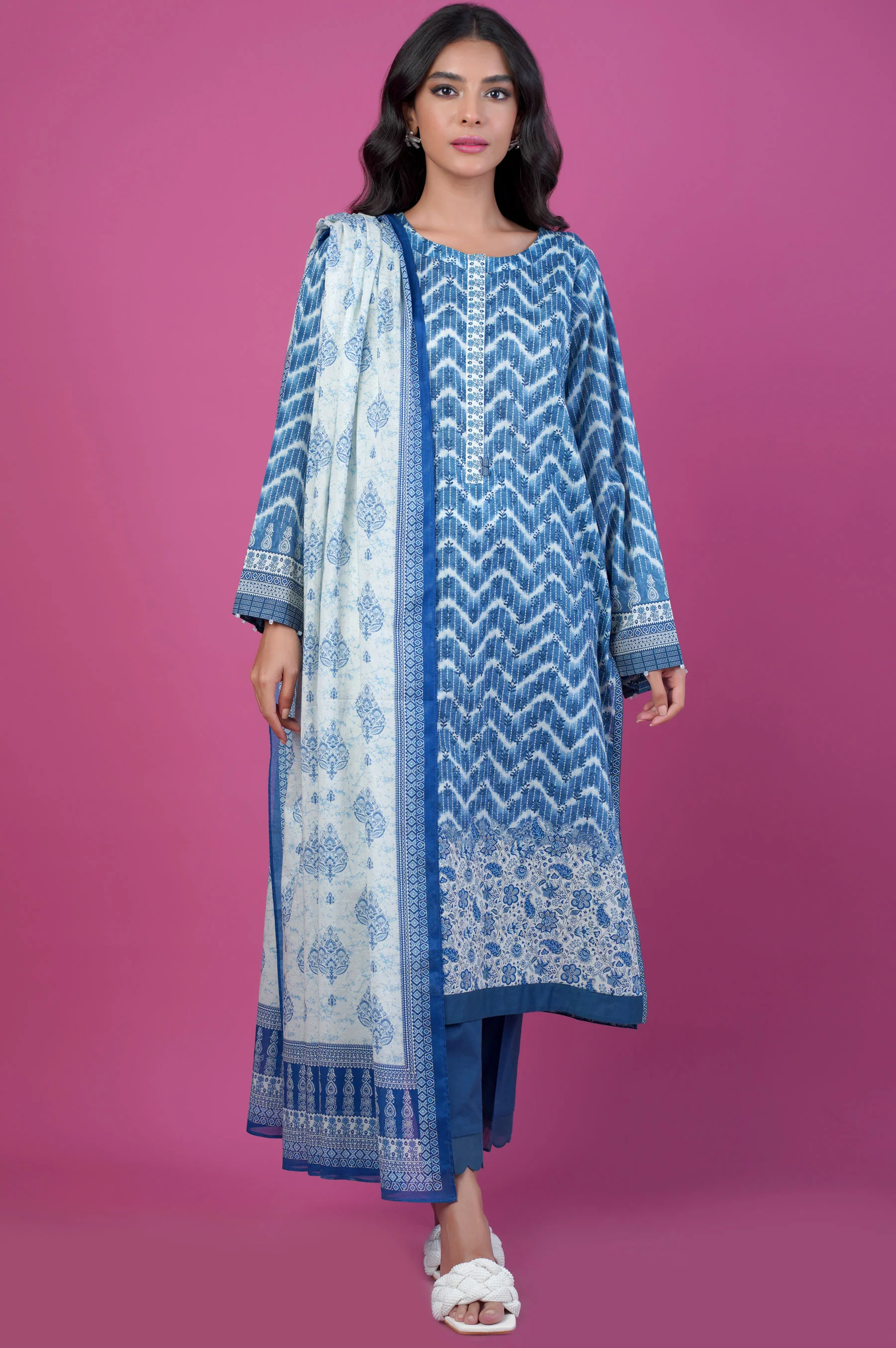 Stitched 3 Piece Printed Lawn Suit - Image 5