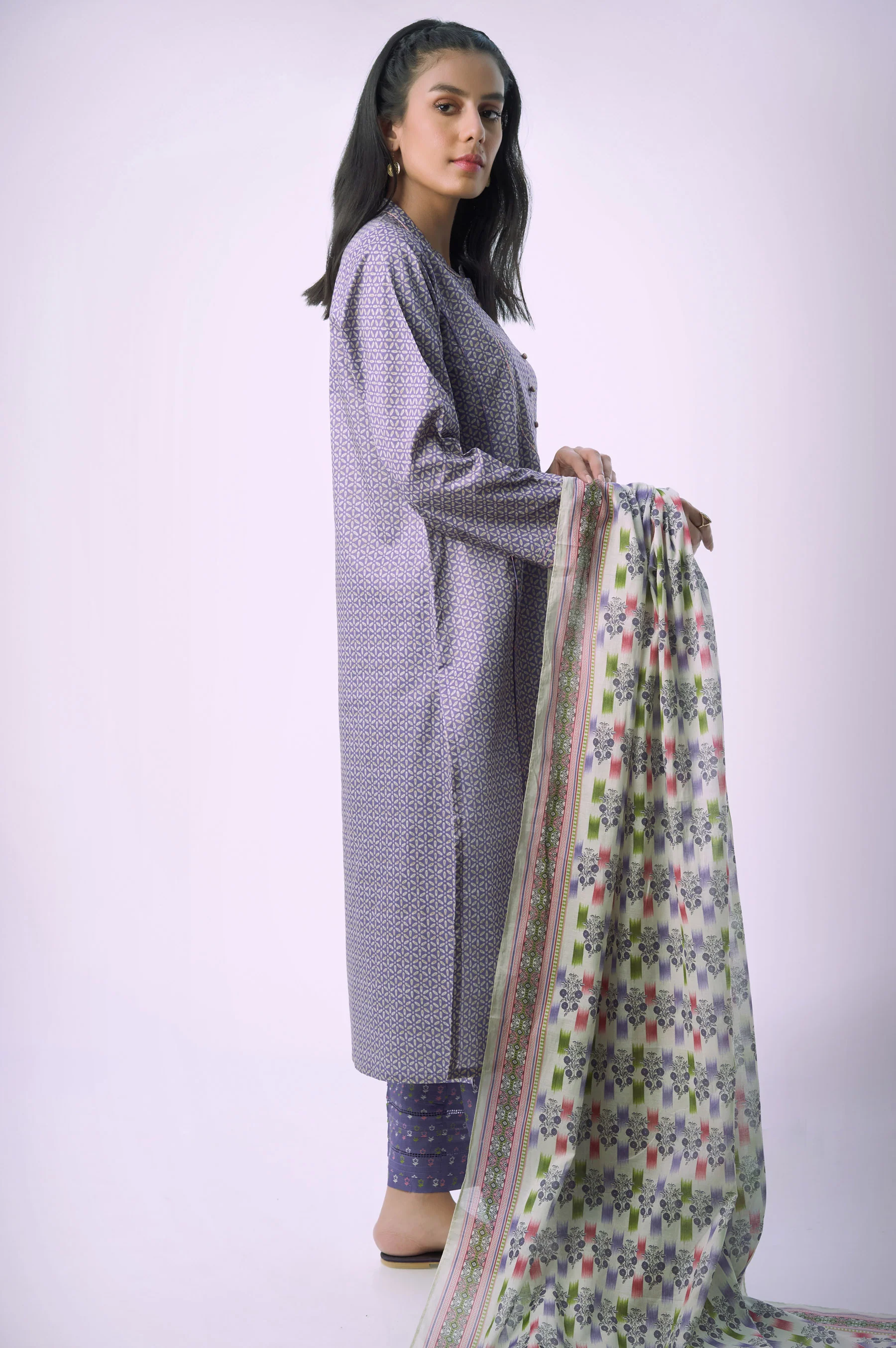 Stitched 3 Piece Printed Lawn Suit - Image 2