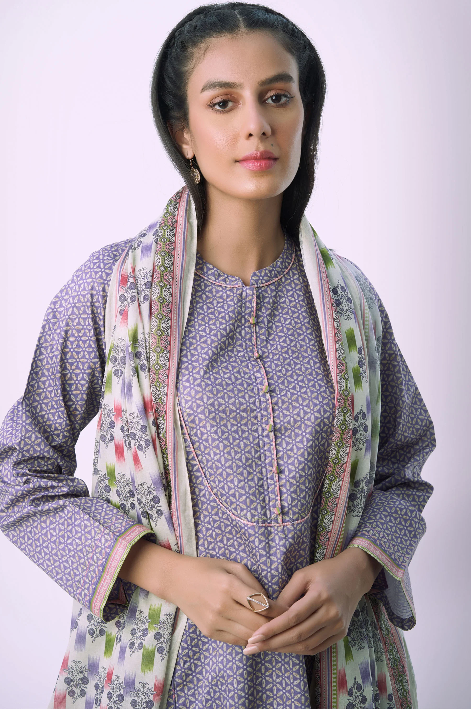 Stitched 3 Piece Printed Lawn Suit - Image 4