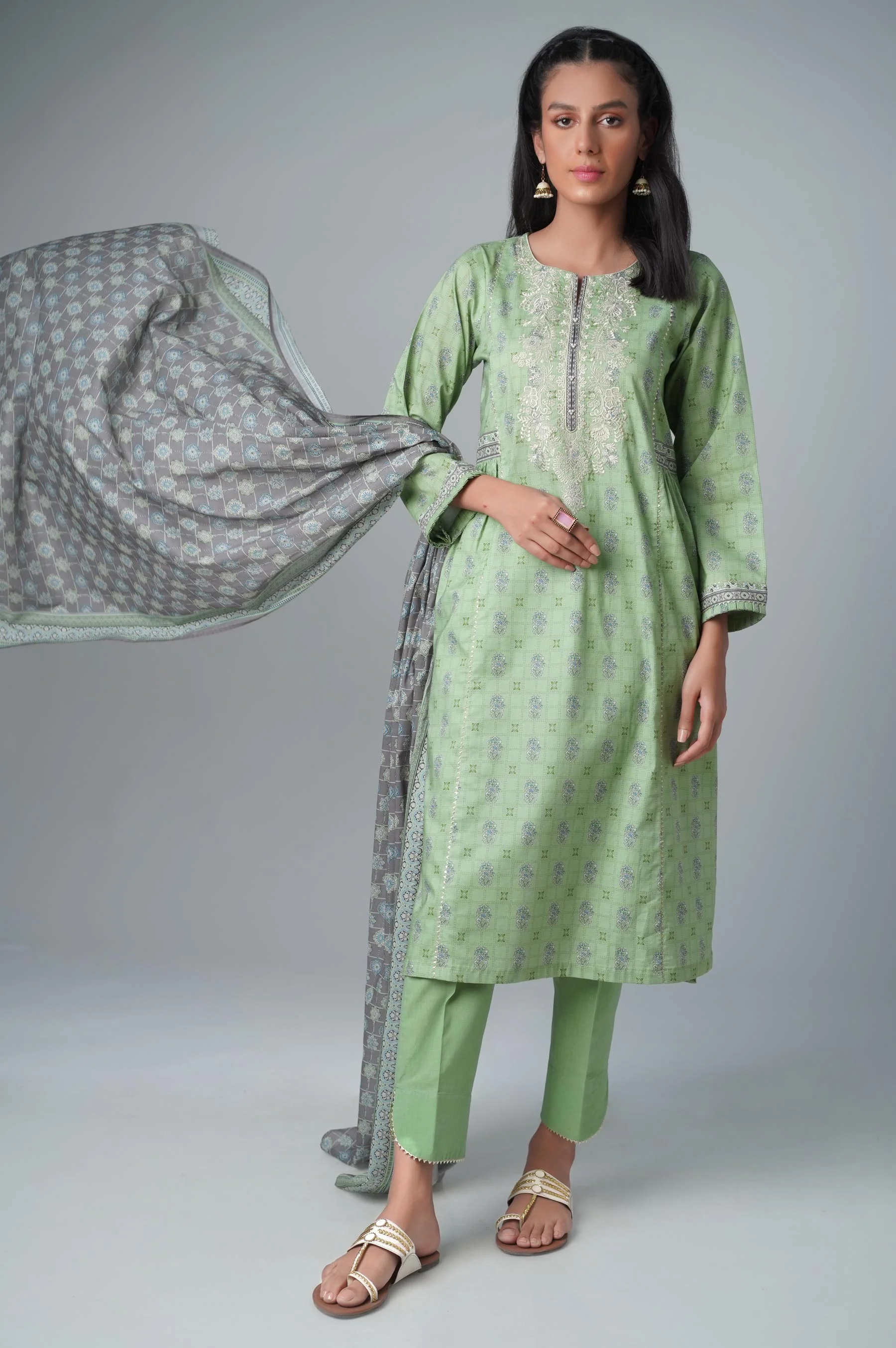Stitched 3 Piece Printed Lawn Suit - Image 5