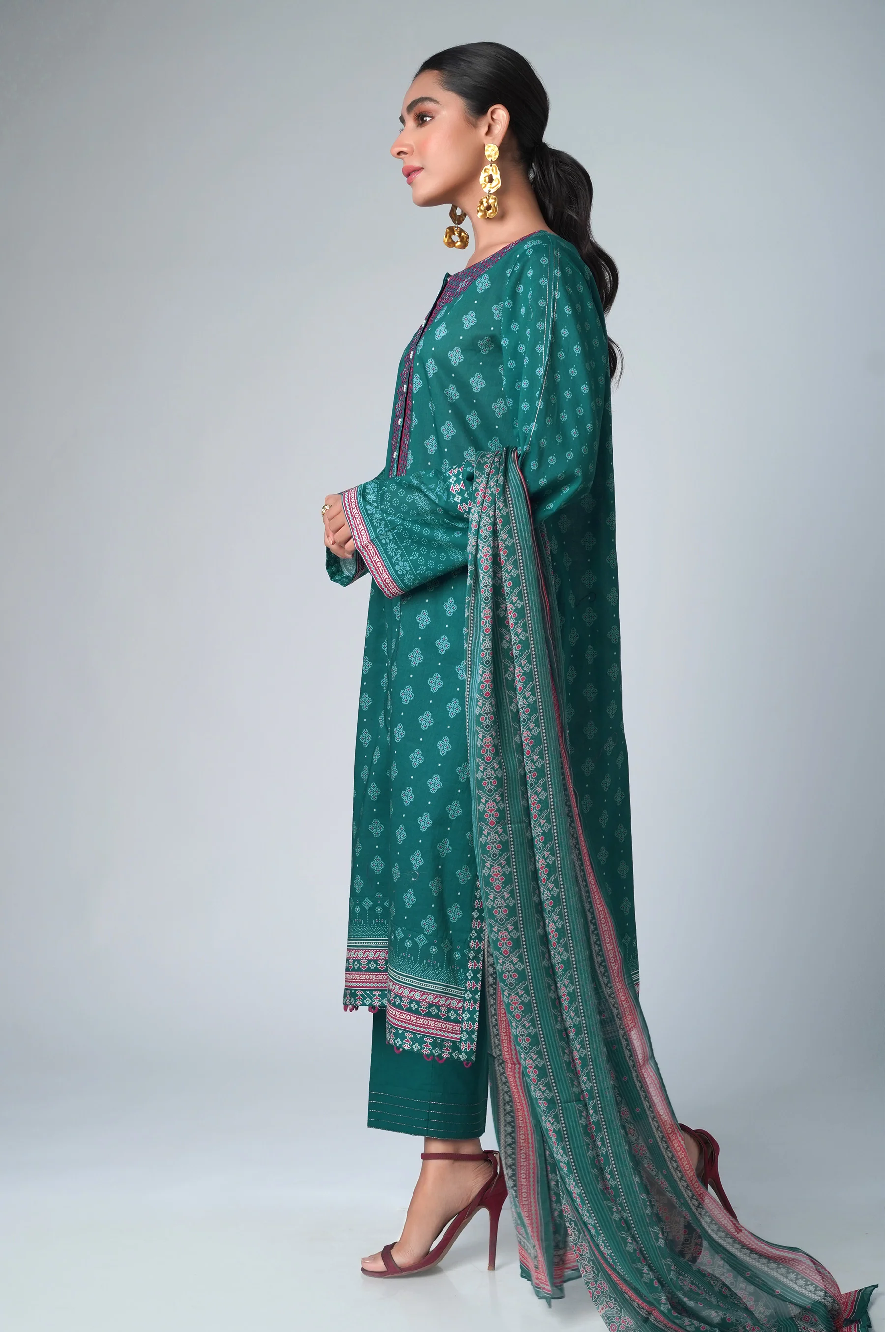 Stitched 3 Piece Printed Lawn Suit - Image 5