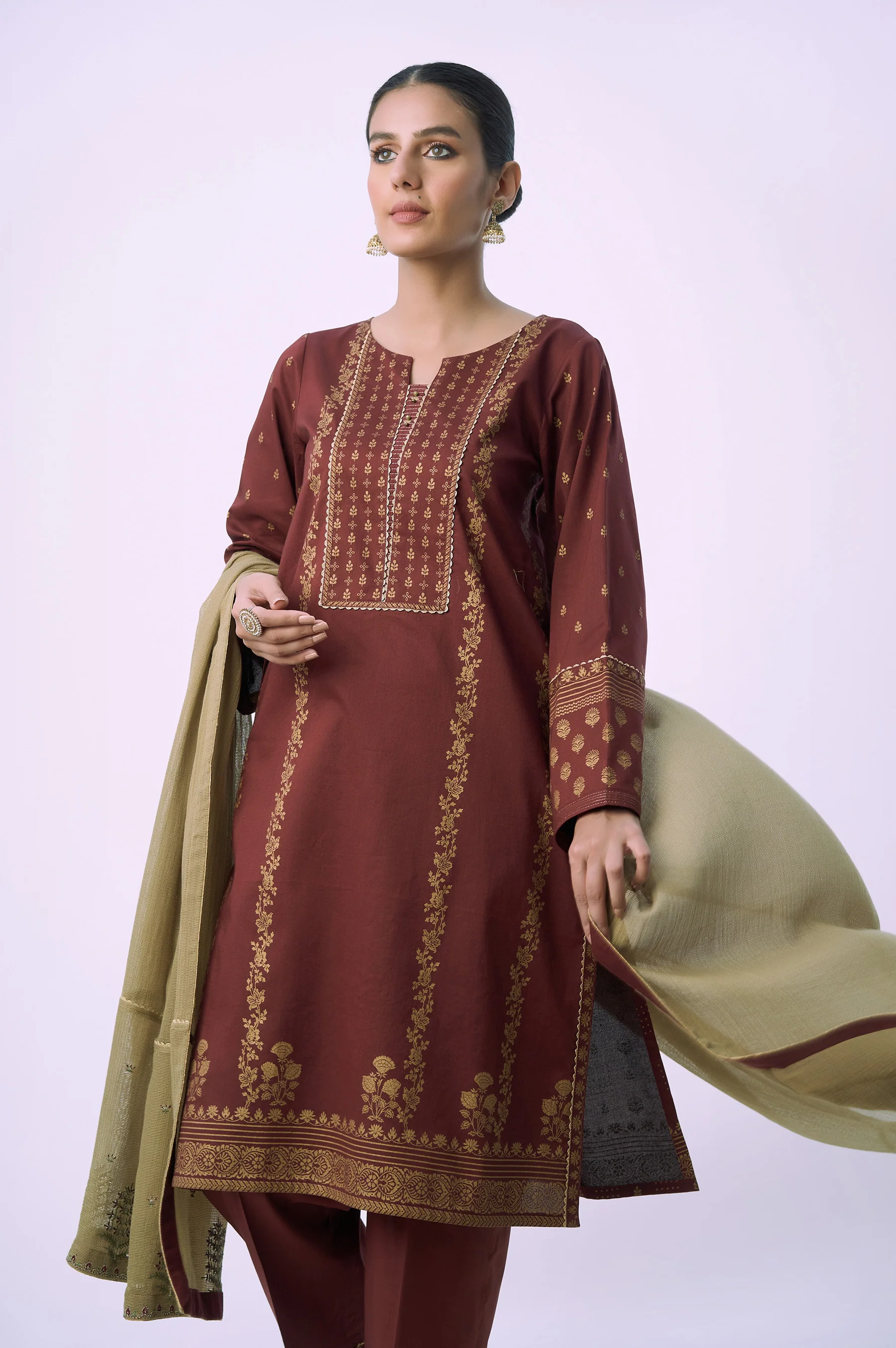 Stitched 3 Piece Printed Lawn Suit - Image 4