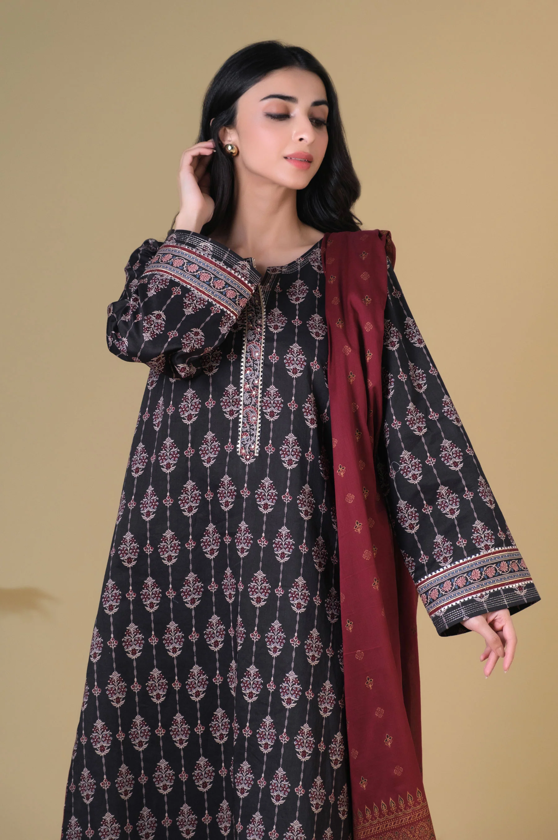 Stitched 3 Piece Printed Lawn Suit - Image 2