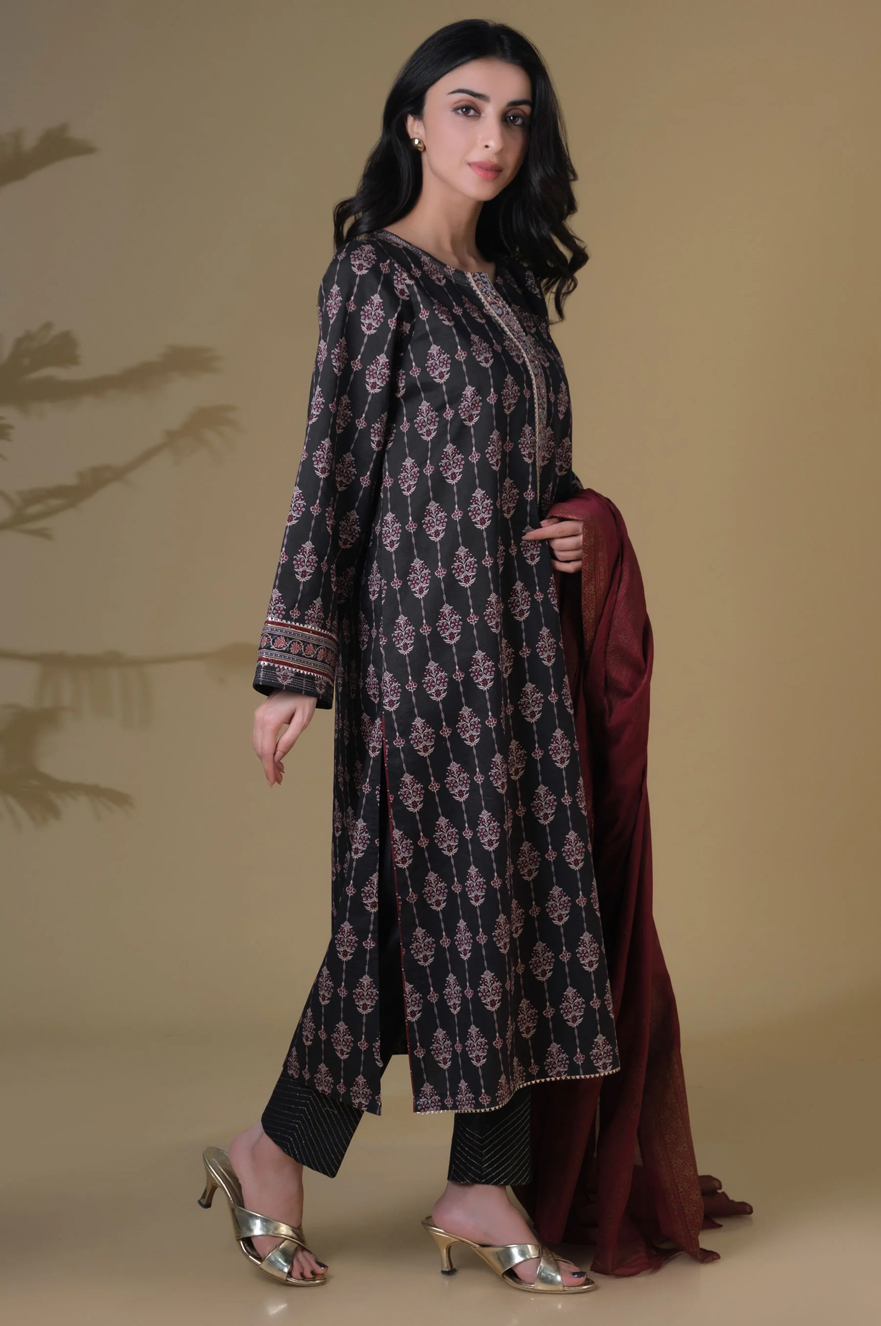 Stitched 3 Piece Printed Lawn Suit - Image 3