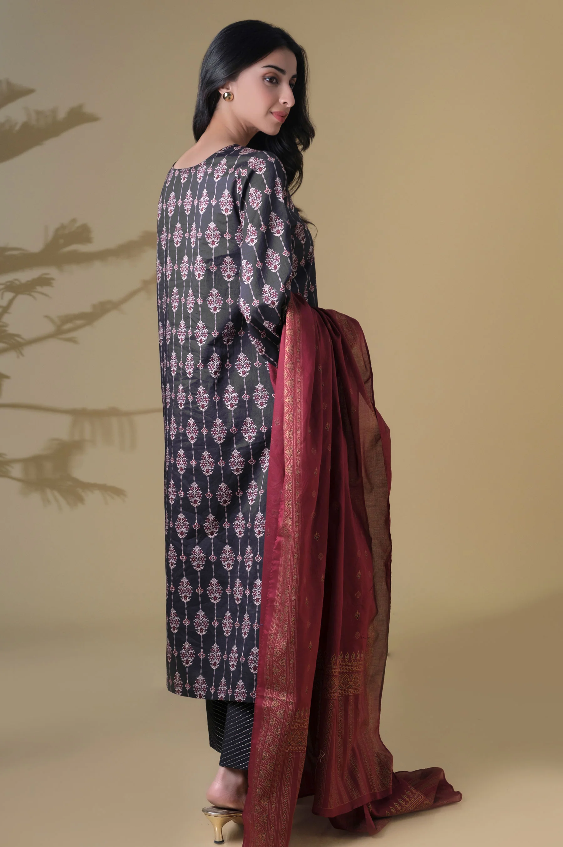 Stitched 3 Piece Printed Lawn Suit - Image 5