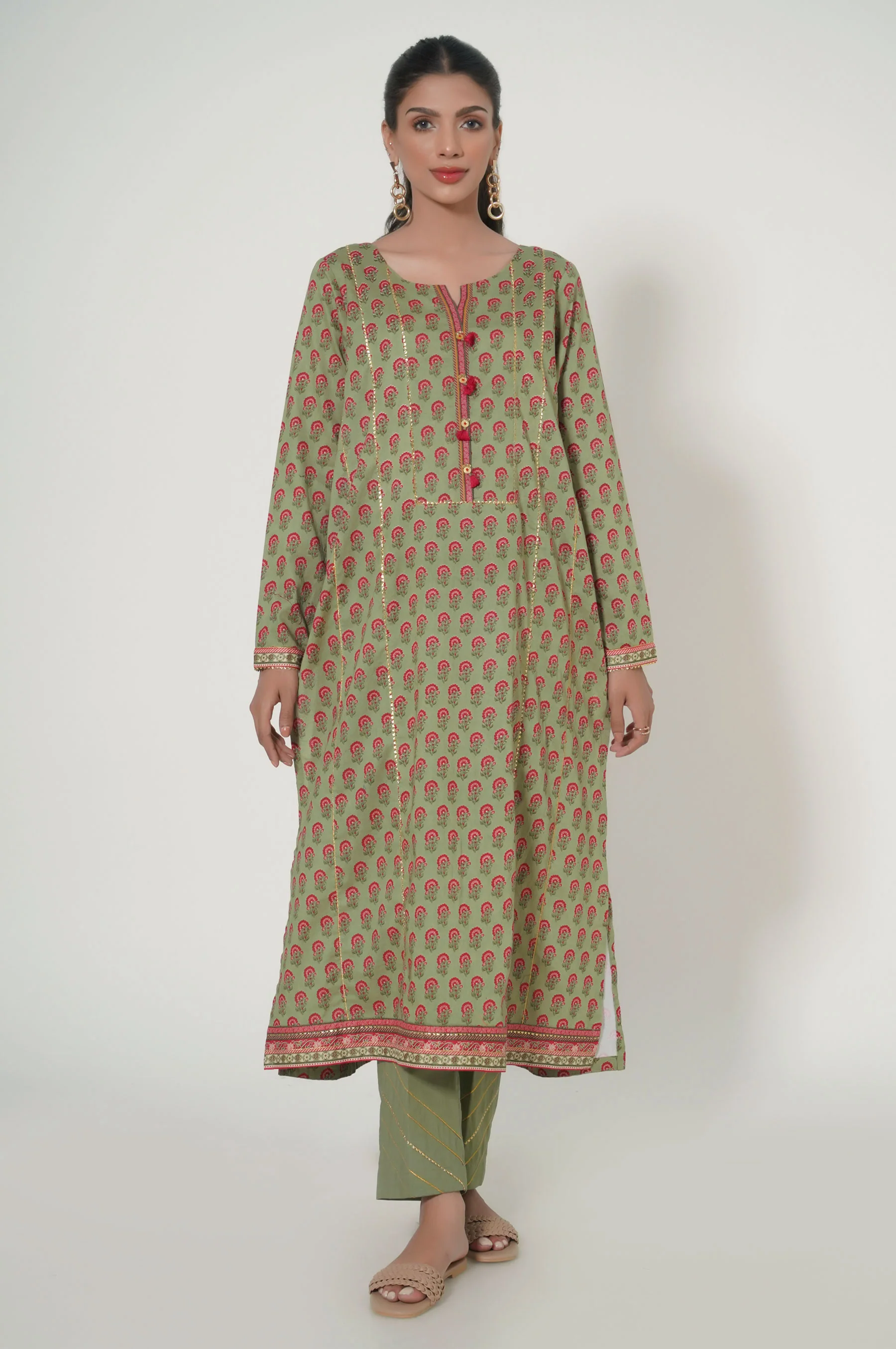 Stitched 3 Piece Printed Lawn Suit - Image 2